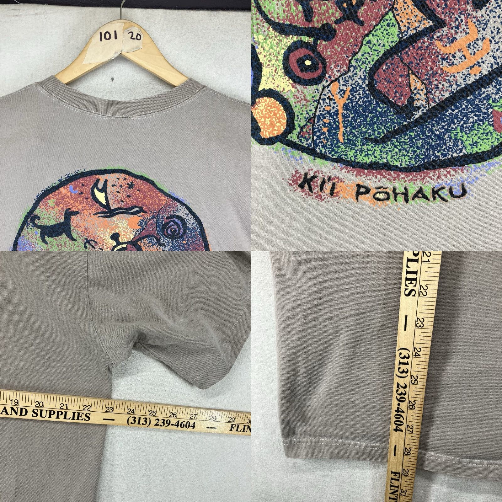 Vintage VINTAGE Crazy Shirts Shirt Men's L T-Shirt 100% Cotton Beige Hawaii Kilo Pōhaku Graphic Print 80s 90s Nautical Art Nature Hawaiian Adventure Time Mens Size US L / EU 52-54 / 3 - 9 Thumbnail