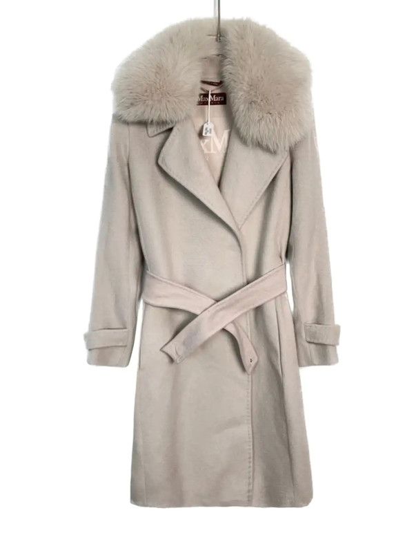 Max Mara MaxMara Light Pink Women's Coat with Fur Collar 0089 Size S / US 4 / IT 40 - 1 Thumbnail
