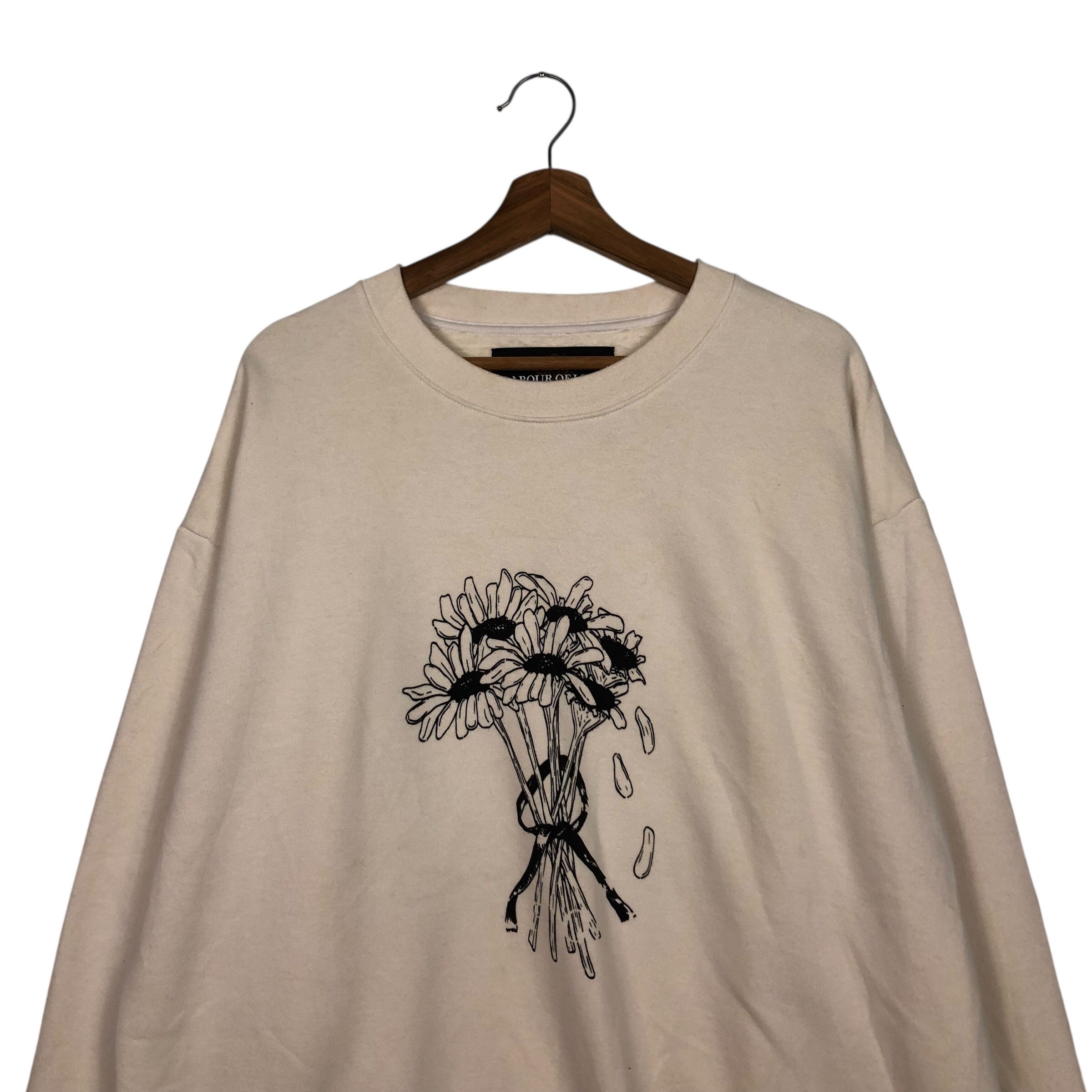 Japanese Brand 📌Vintage Sweatshirt Labour Of Love Big Logo Flower Design Size US L / EU 52-54 / 3 - 4 Thumbnail