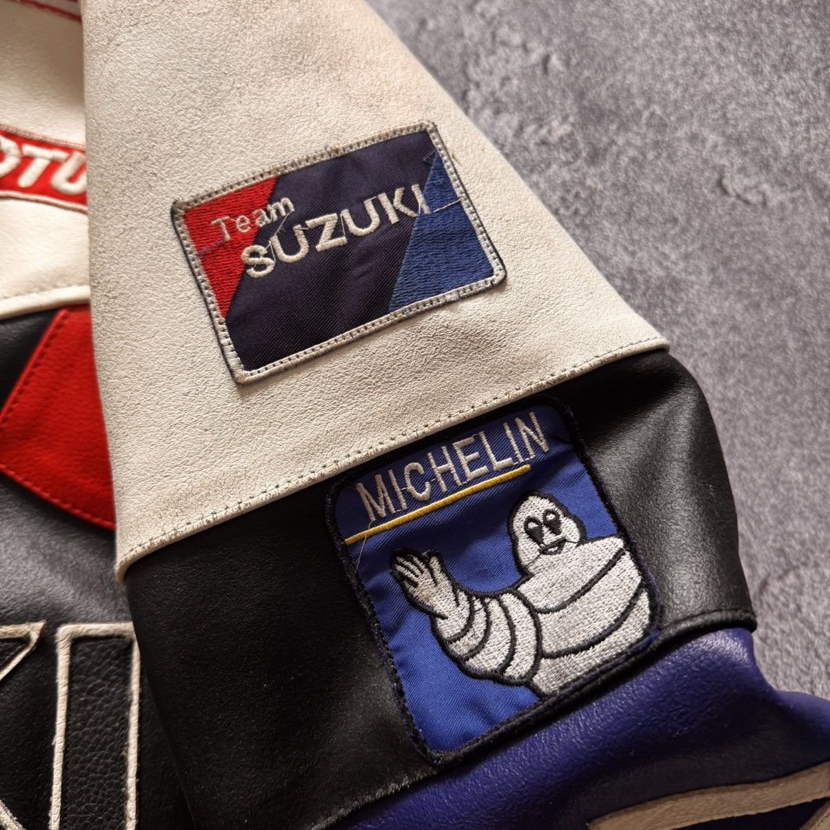 Genuine Leather 🔥 Vintage SUZUKI racing leather motorcycle jacket Size US L / EU 52-54 / 3 - 6 Thumbnail