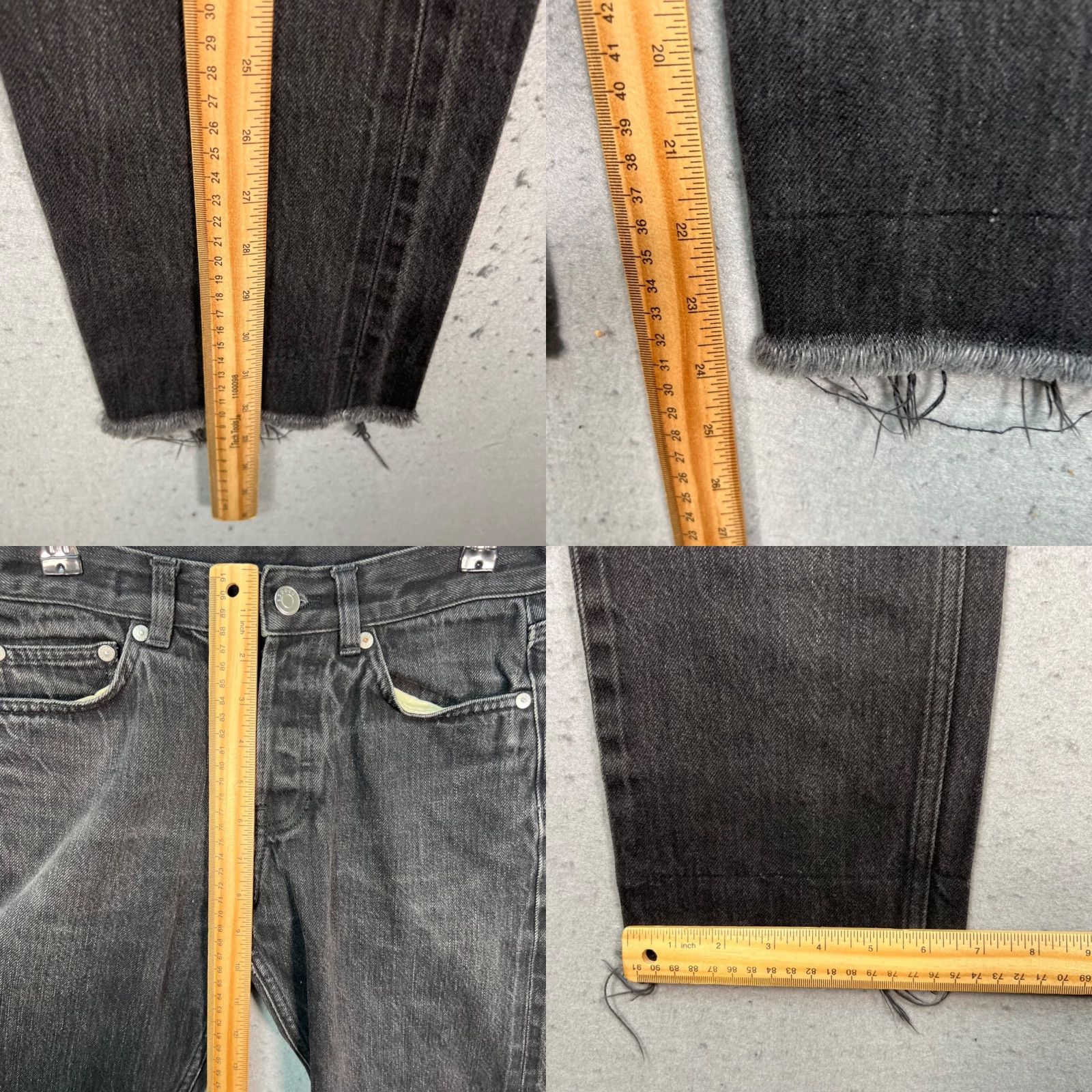Arket Arket Jeans 28 Black Cotton Denim Distressed Hem Straight 5-Pocket Mens Regular Inseam 25" Style Vintage: No Size US 28 / EU 44 - 8 Thumbnail