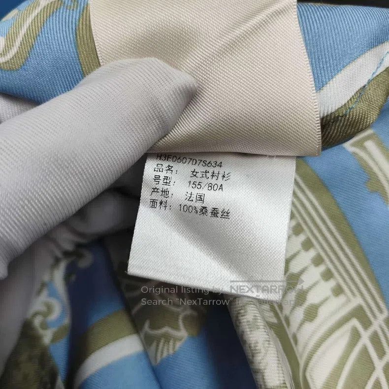 Hermes Hermes Blue silk shirt for women Size XXS / US 00 / IT 34 - 8 Thumbnail