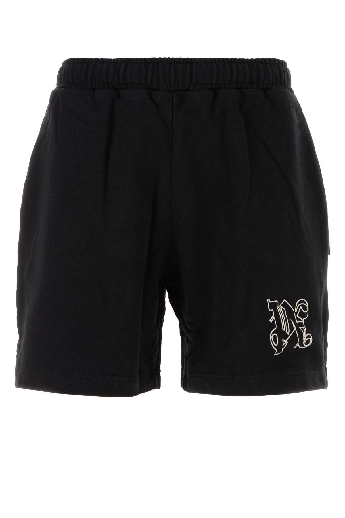 Black Cotton Bermuda Shorts