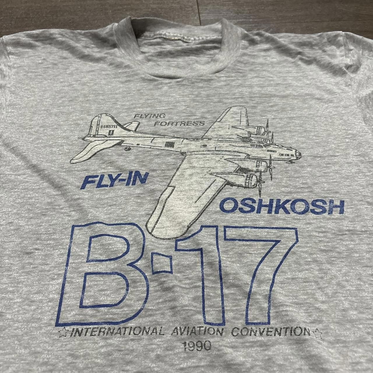 Designer vintage B-17 fly-in Oshkosh aviation convention t shirt 90s Size US M / EU 48-50 / 2 - 2 Thumbnail