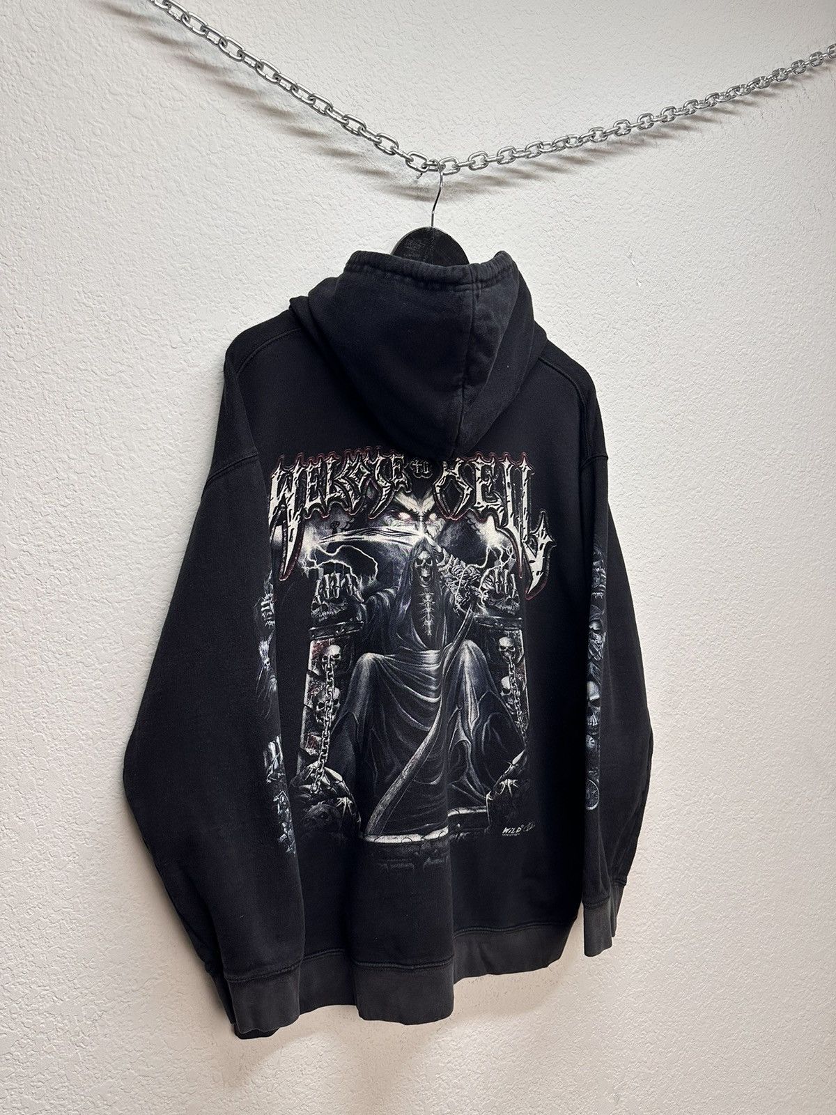 Band Tees Vintage Hoodie Welcome To Well Gothic Punk Wild 90s skull Size US XL / EU 56 / 4 - 12 Thumbnail
