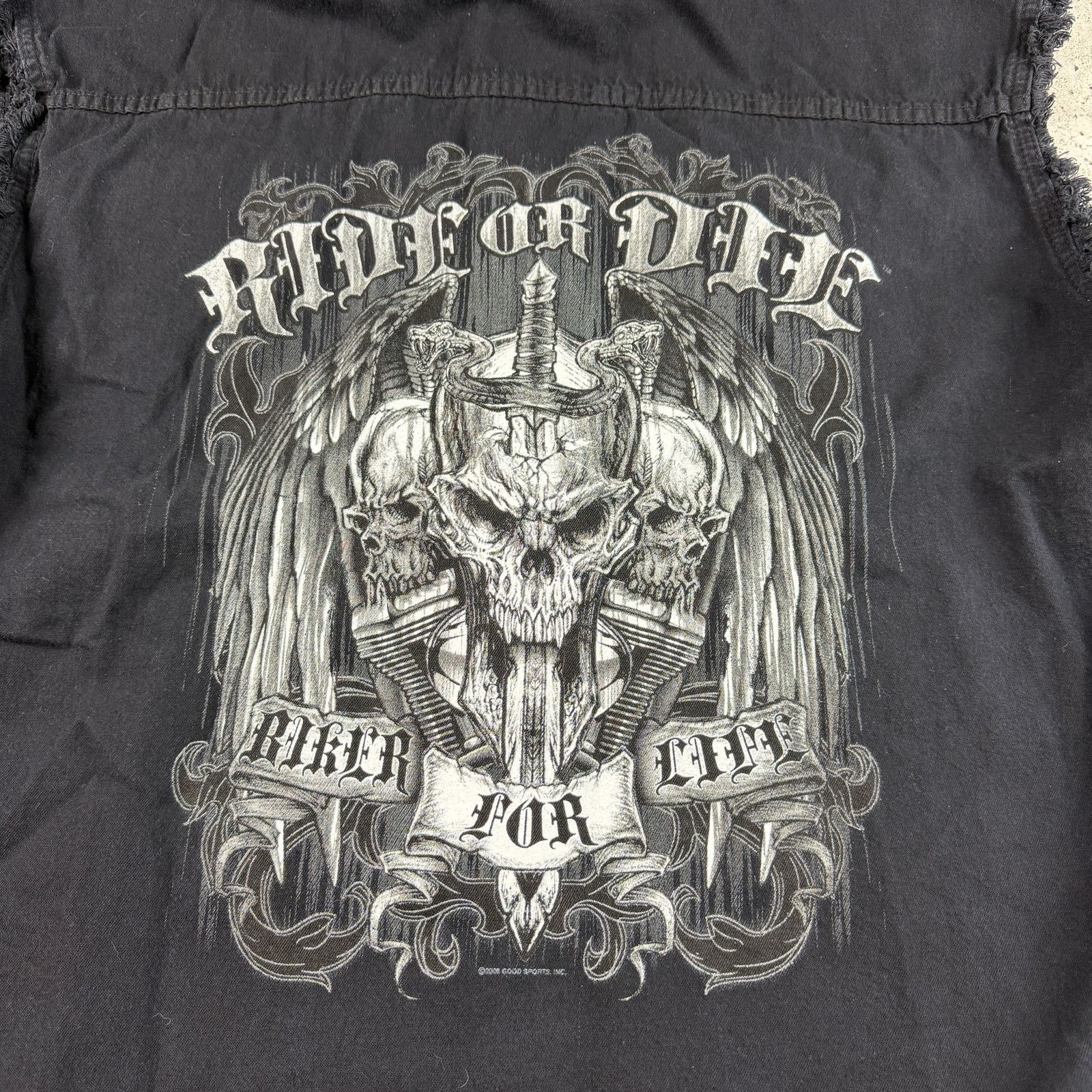 Vintage Y2K Biker Vest Skulls & Wings Y2K Tribal Design Size XL Size US XL / EU 56 / 4 - 6 Thumbnail