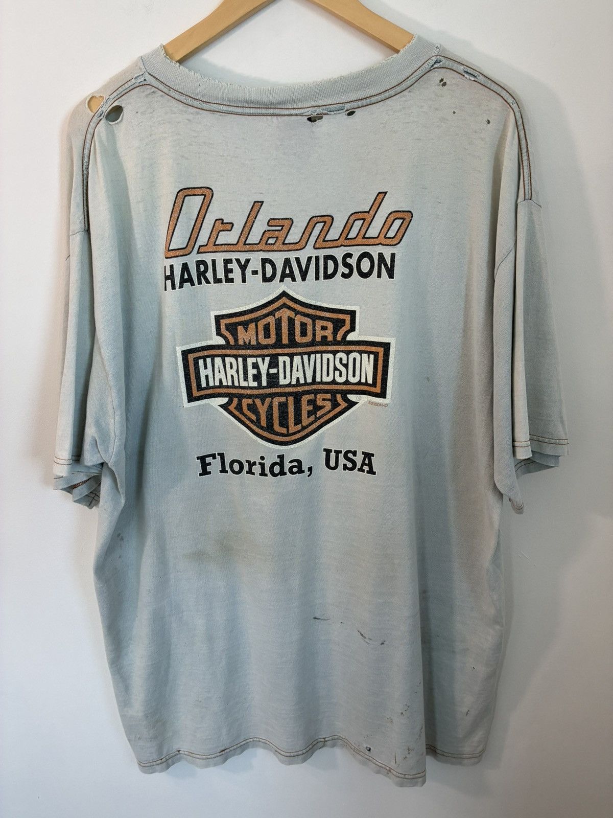 Harley Davidson Thrashed Sun Faded Harley Davidson Florida Biker Tee Size US XL / EU 56 / 4 - 1 Thumbnail