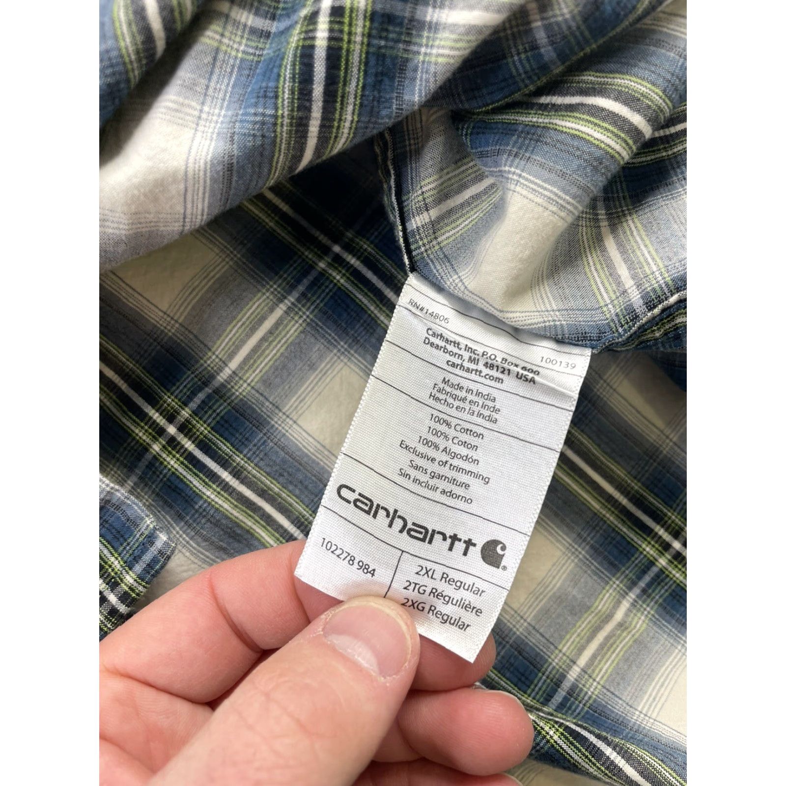 Carhartt Carhartt Shirt Mens Essential Relaxed Fit Plaid Button-Down 2XL Multicolor Cotton Knit Casual Fall Winter Outdoor Long Sleeve Button-Up Mens Size US XXL / EU 58 / 5 - 4 Thumbnail