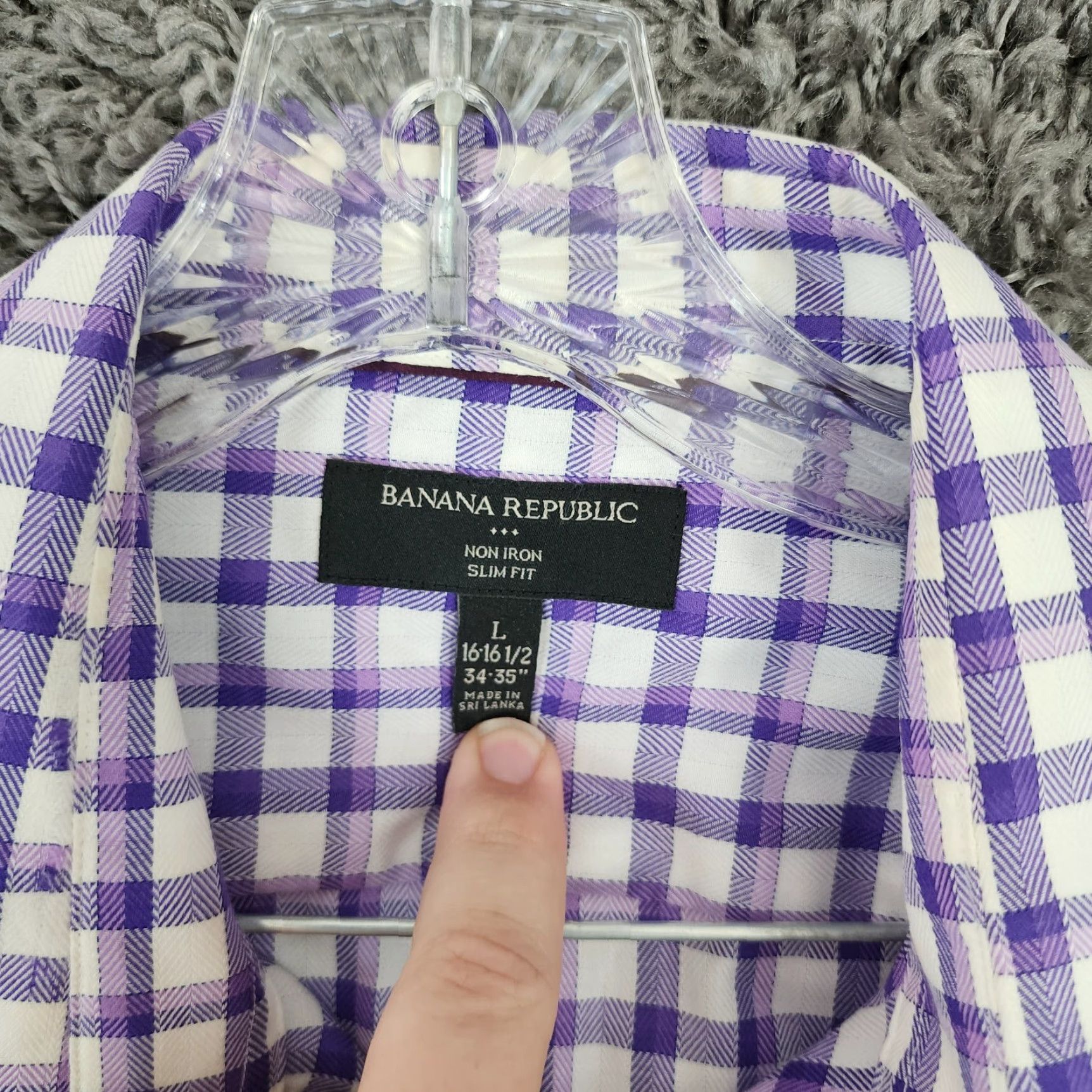 Banana Republic Banana Republic Plaid Long Sleeve Slim Dress Shirt Mens Purple Large Size 42R - 4 Thumbnail