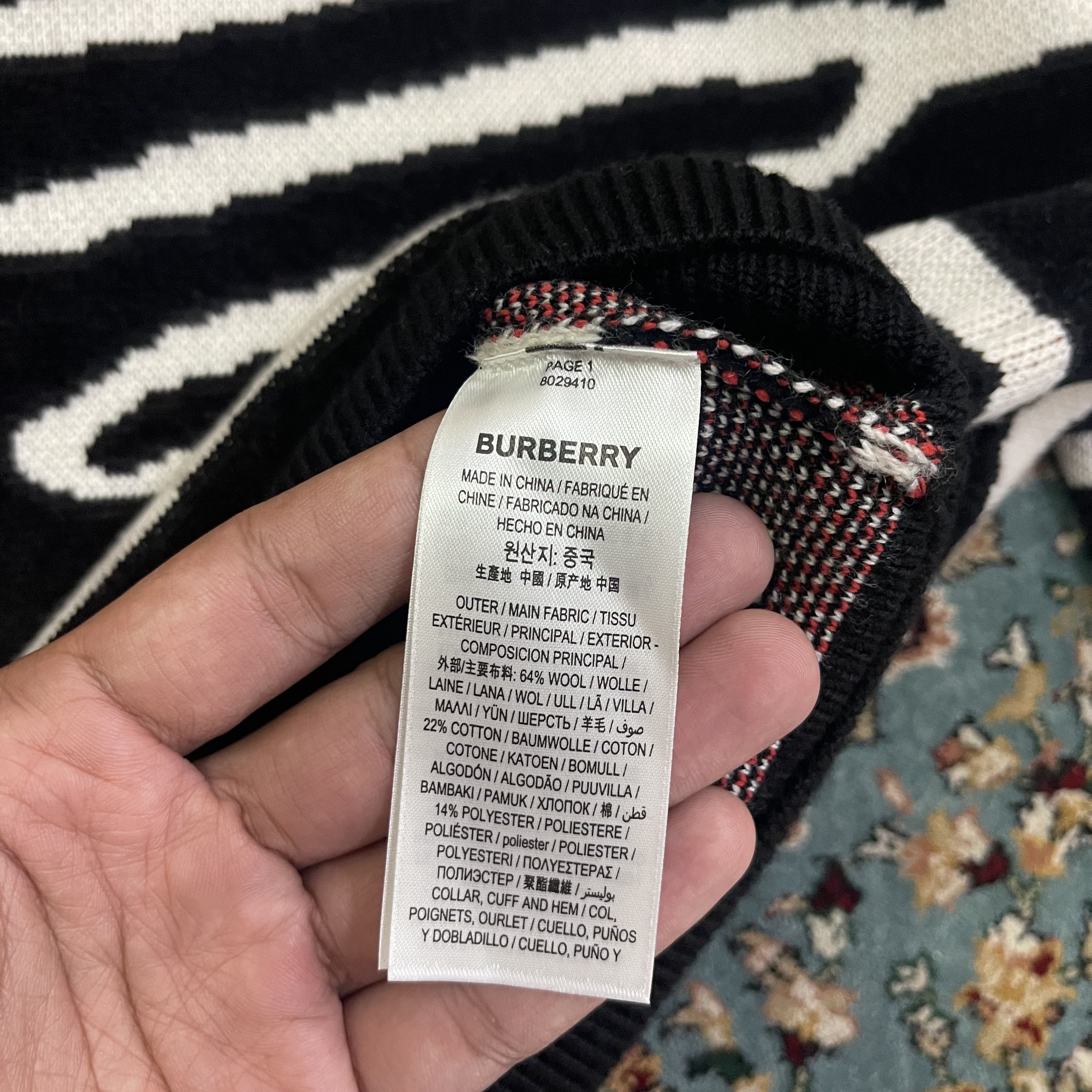 Burberry Burberry Mens Jennings Zebra Logo Jumper Knit Sweater Size US M / EU 48-50 / 2 - 13 Thumbnail