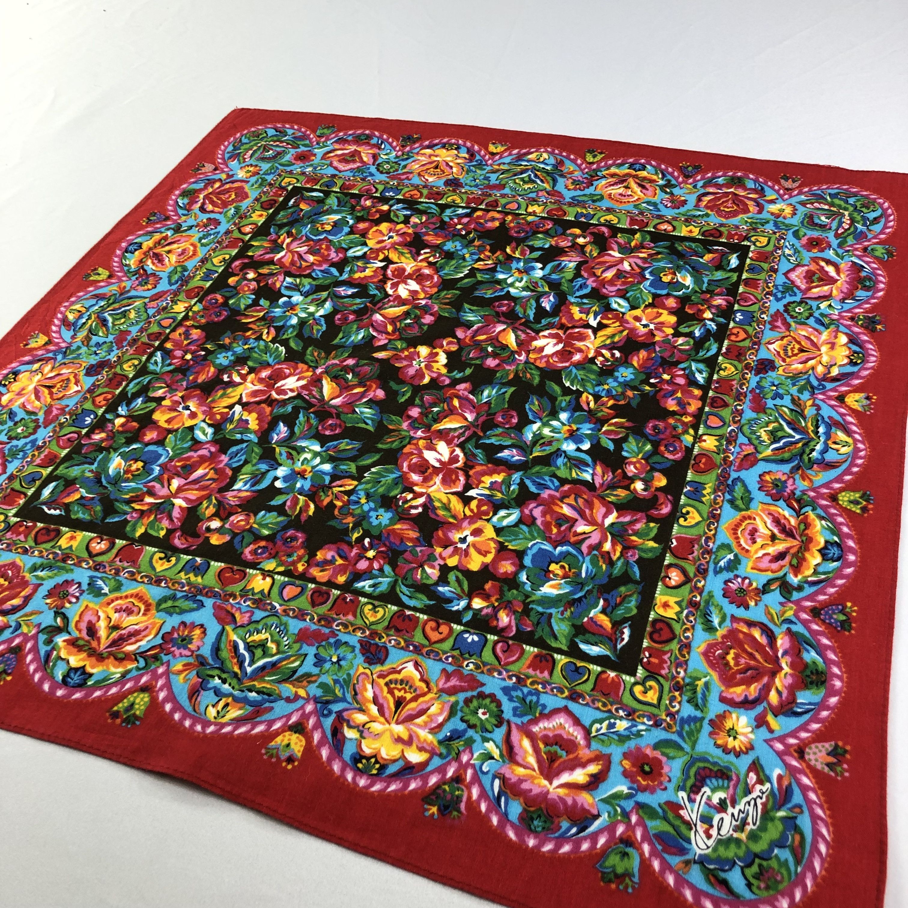 Japanese Brand × Kenzo × Vintage Kenzo Floral Handkerchief Neckerchief Bandana H2135 Size ONE SIZE - 3 Thumbnail
