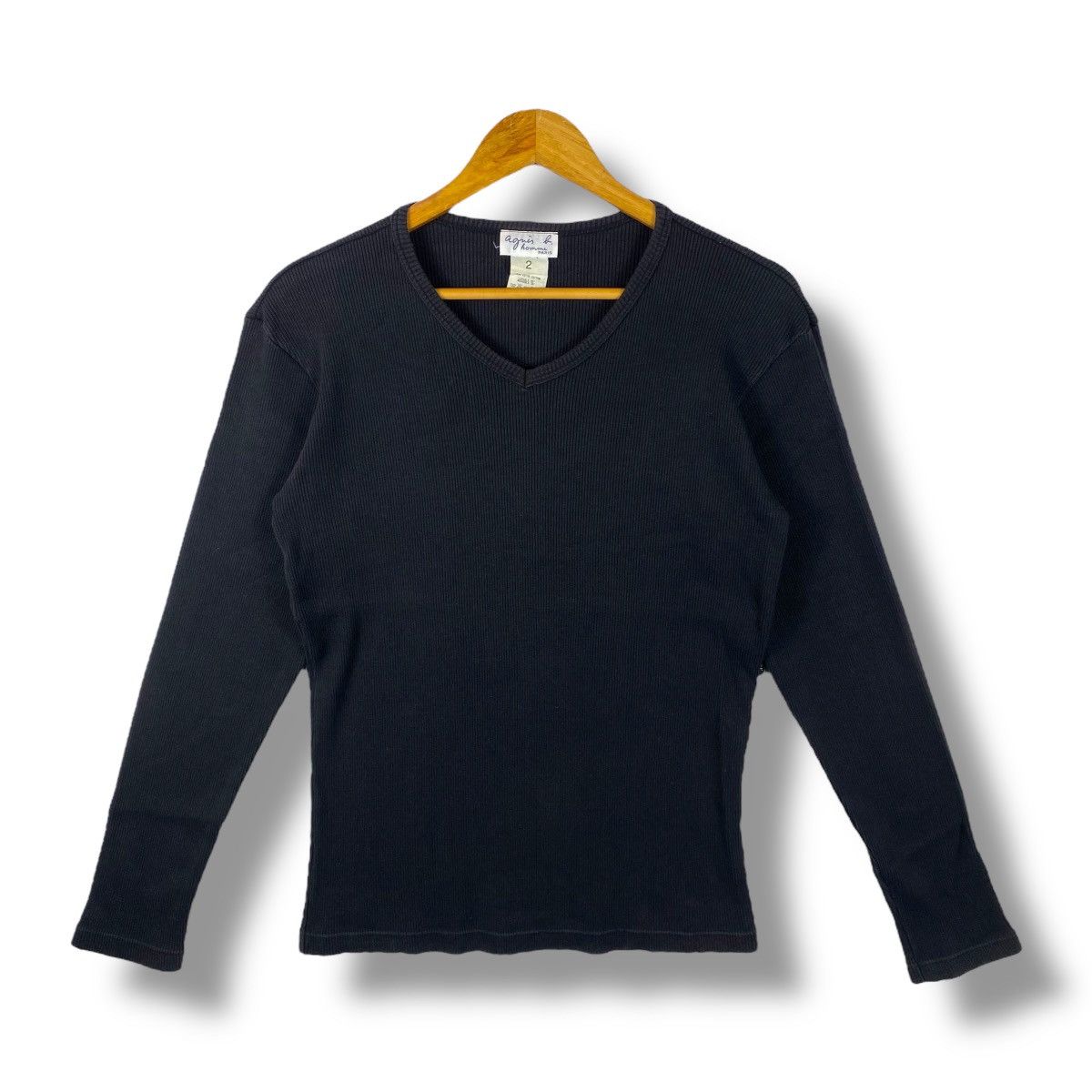 agnes b. Vintage AGNES B. Homme Paris Thermal Black Faded Tops Tee Size M / US 6-8 / IT 42-44 - 1 Thumbnail