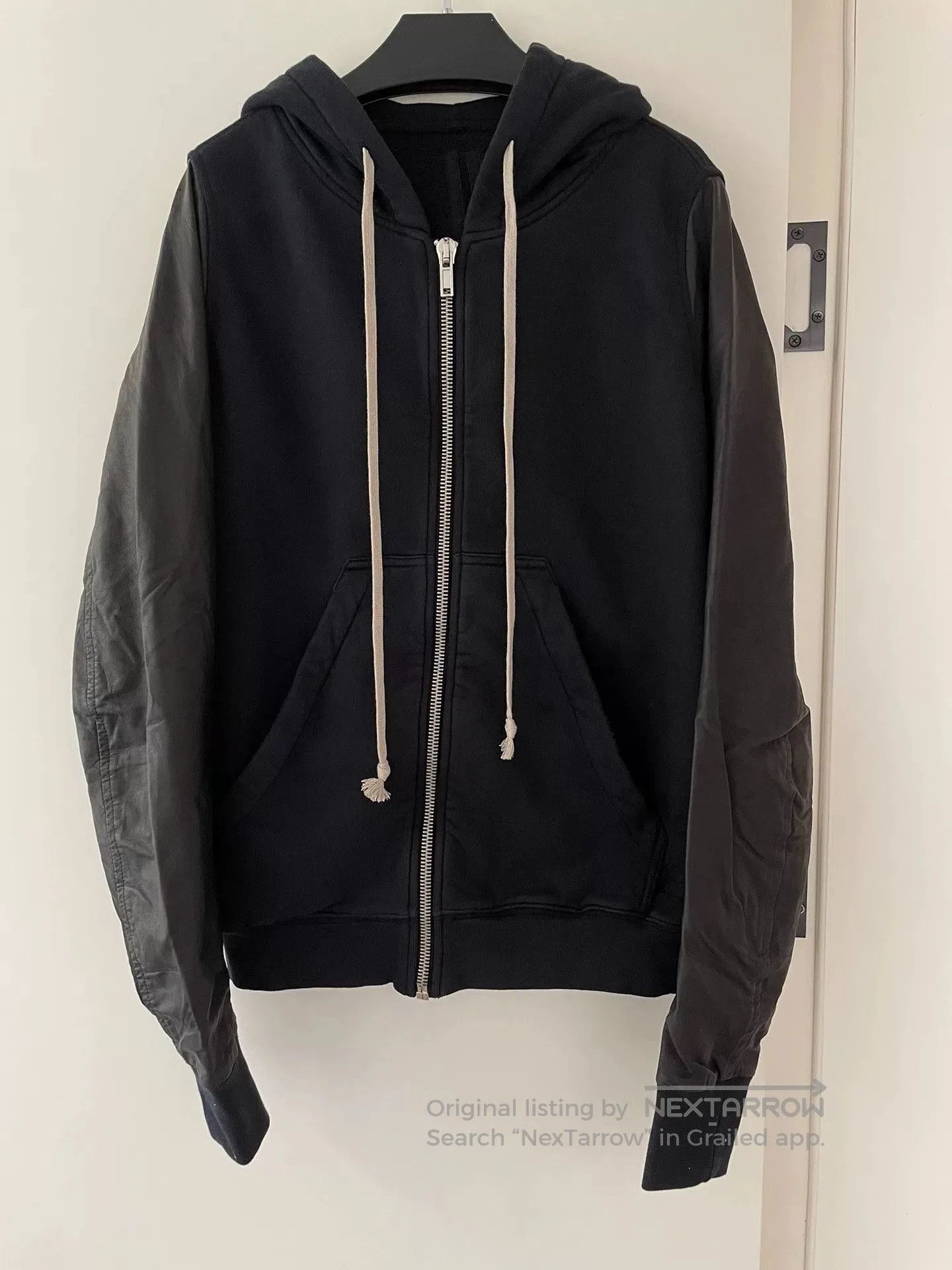 Rick Owens Rick Owens Hoodie with Leather Sleeves. Size US XS / EU 42 / 0 - 1 Thumbnail