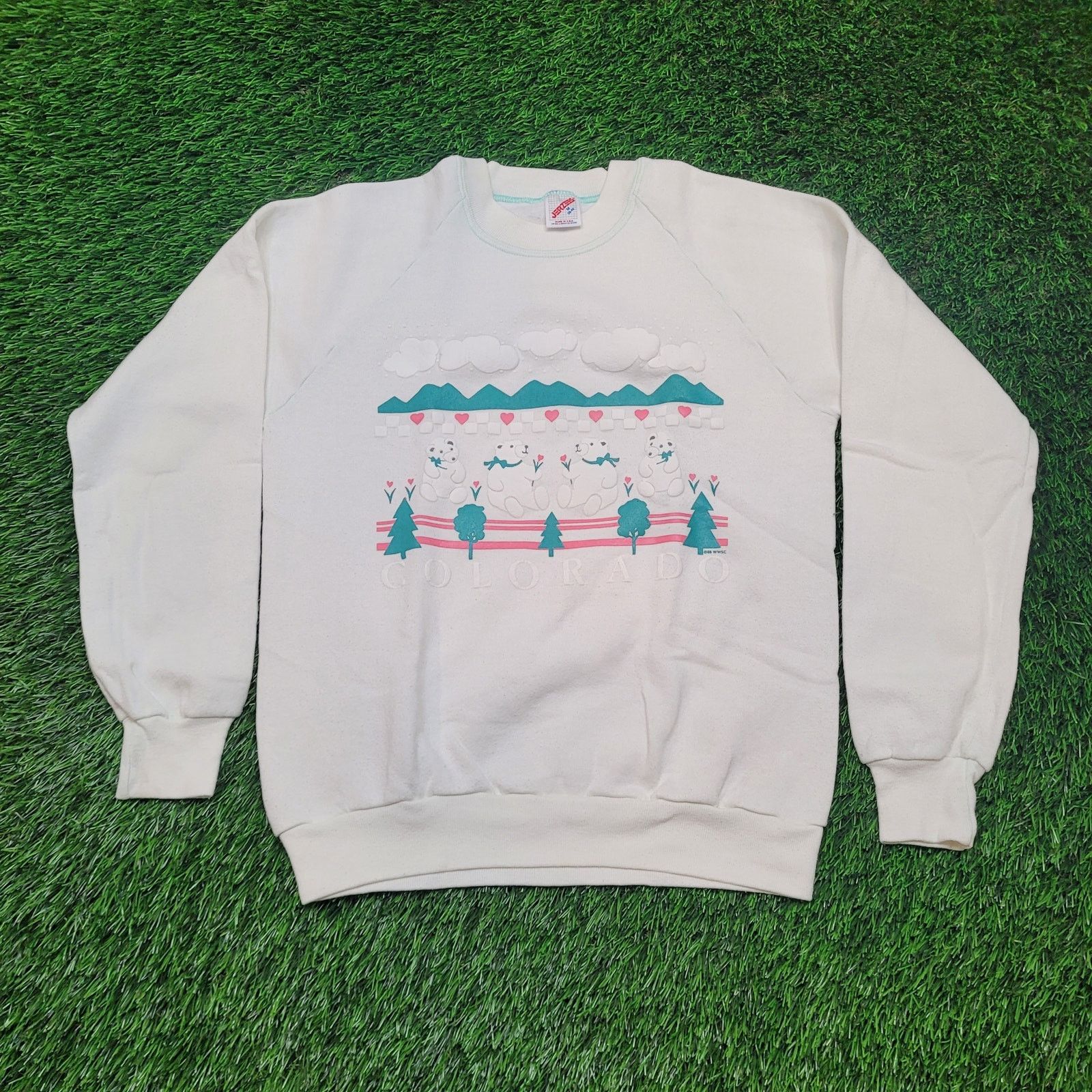 Jerzees VTG 80s Jerzees Colorado Teddy Bear Sweatshirt S Puff Print Size US S / EU 44-46 / 1 - 1 Thumbnail