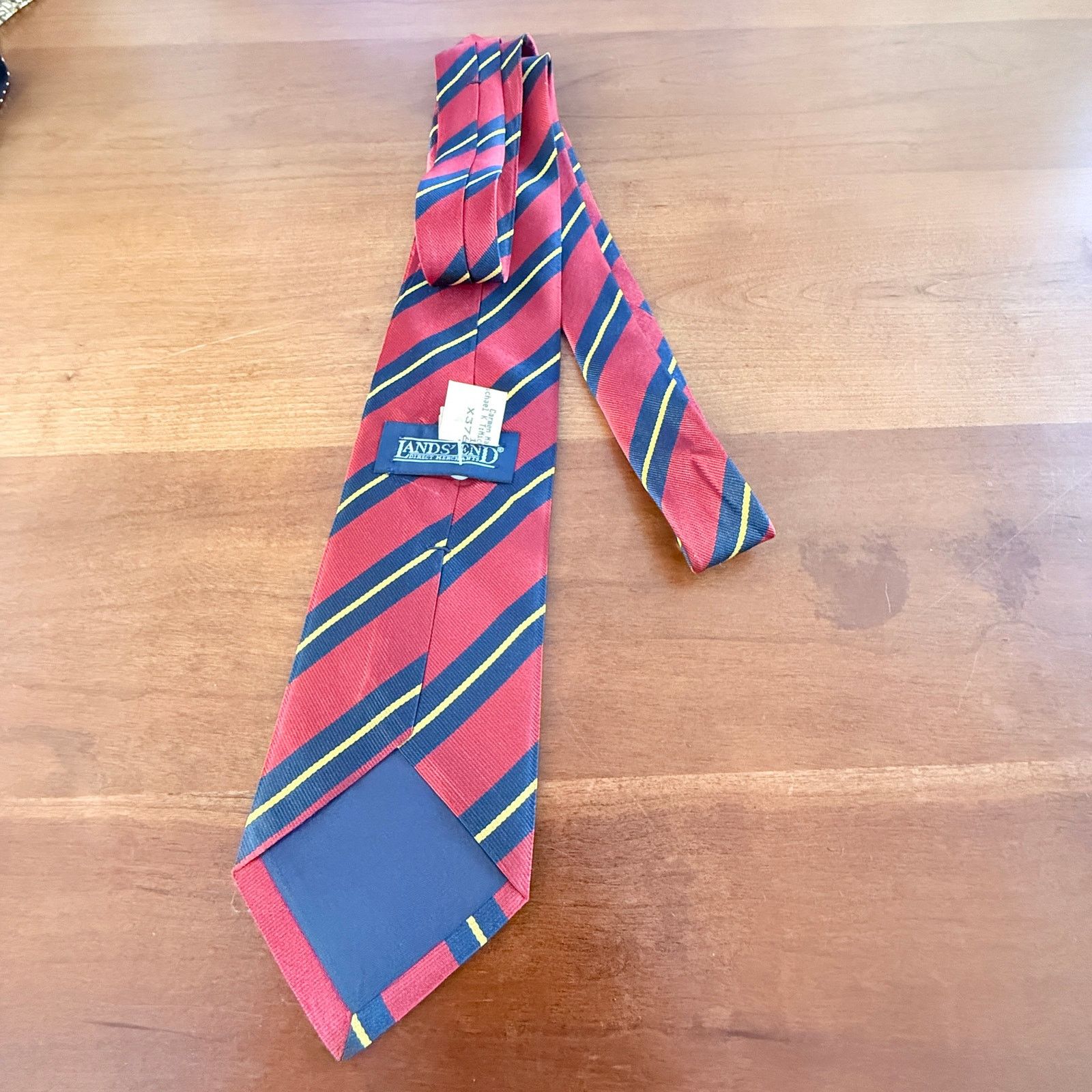 Other Lands' End Men's Silk Striped Collegiate Tie Red Navy Gold Size ONE SIZE - 2 Thumbnail