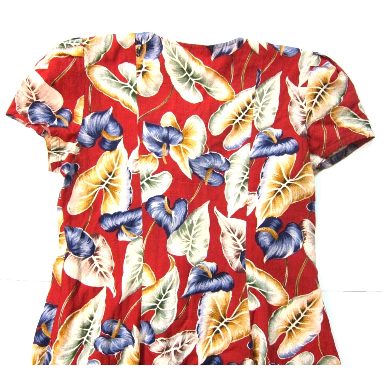 Vintage Gene M. Gozum 100% Rayon Red Blue Floral Hawaiian Button Down Maxi Sundress M Dress Womens Vintage Floral Sundress Size M / US 6-8 / IT 42-44 - 7 Thumbnail