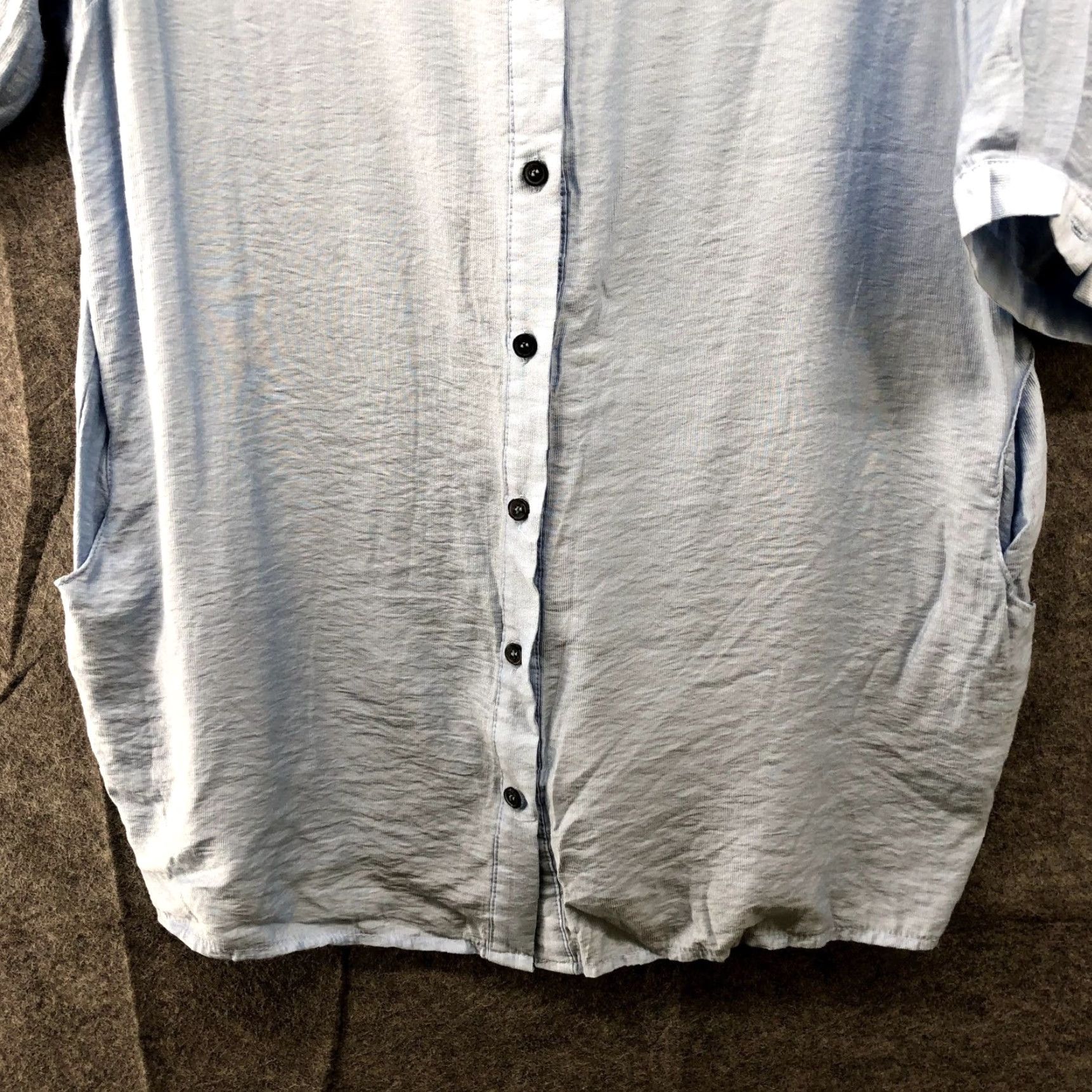 J Brand Merbe Womens Blue Tunic Button Up Shirt Ruffle Collar Sz M Size M / US 6-8 / IT 42-44 - 4 Thumbnail