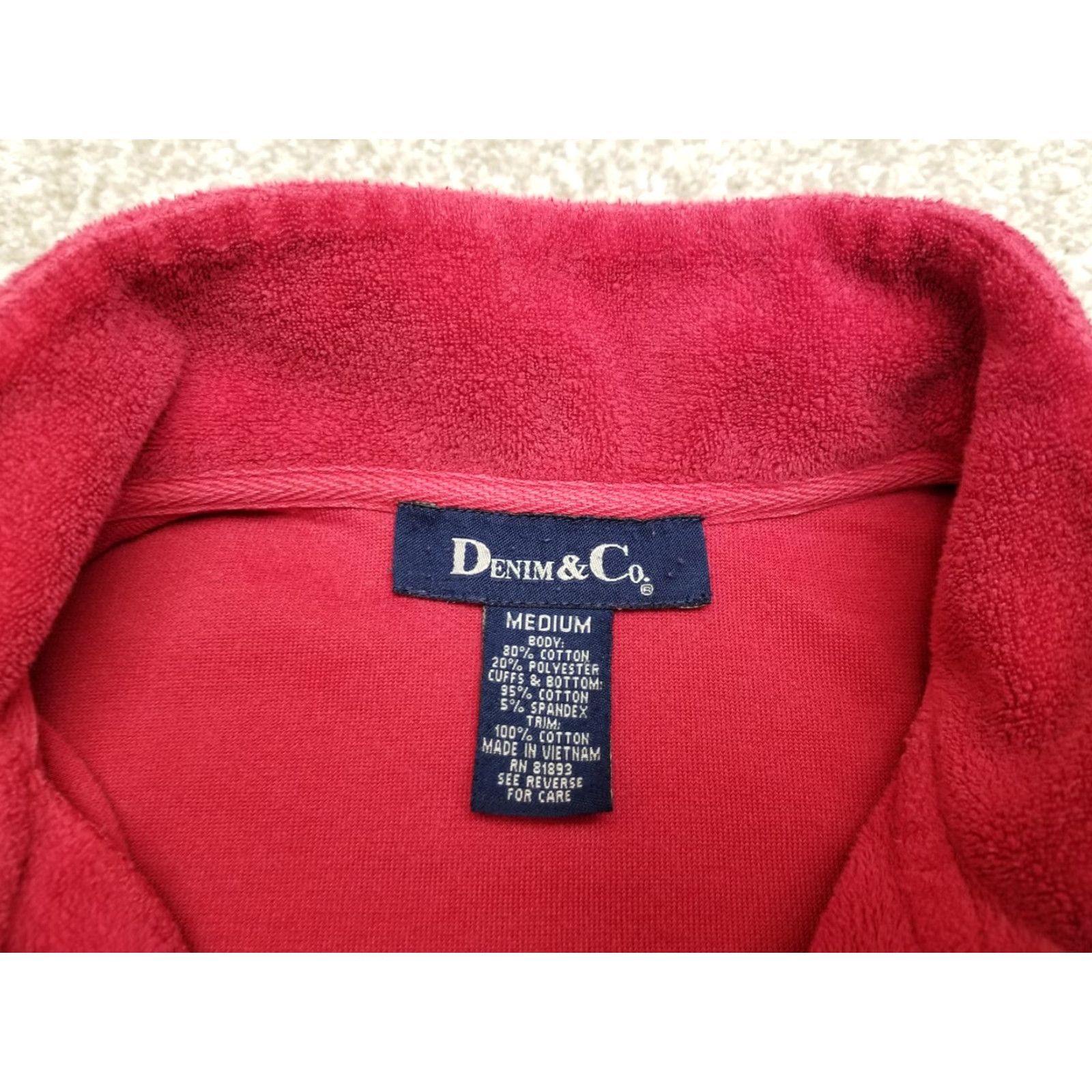 Denim & Co. VINTAGE Denim & Co Jacket Womens M Red Cotton Blend Fleece Zip Casual Long Sleeve Size M / US 6-8 / IT 42-44 - 7 Thumbnail