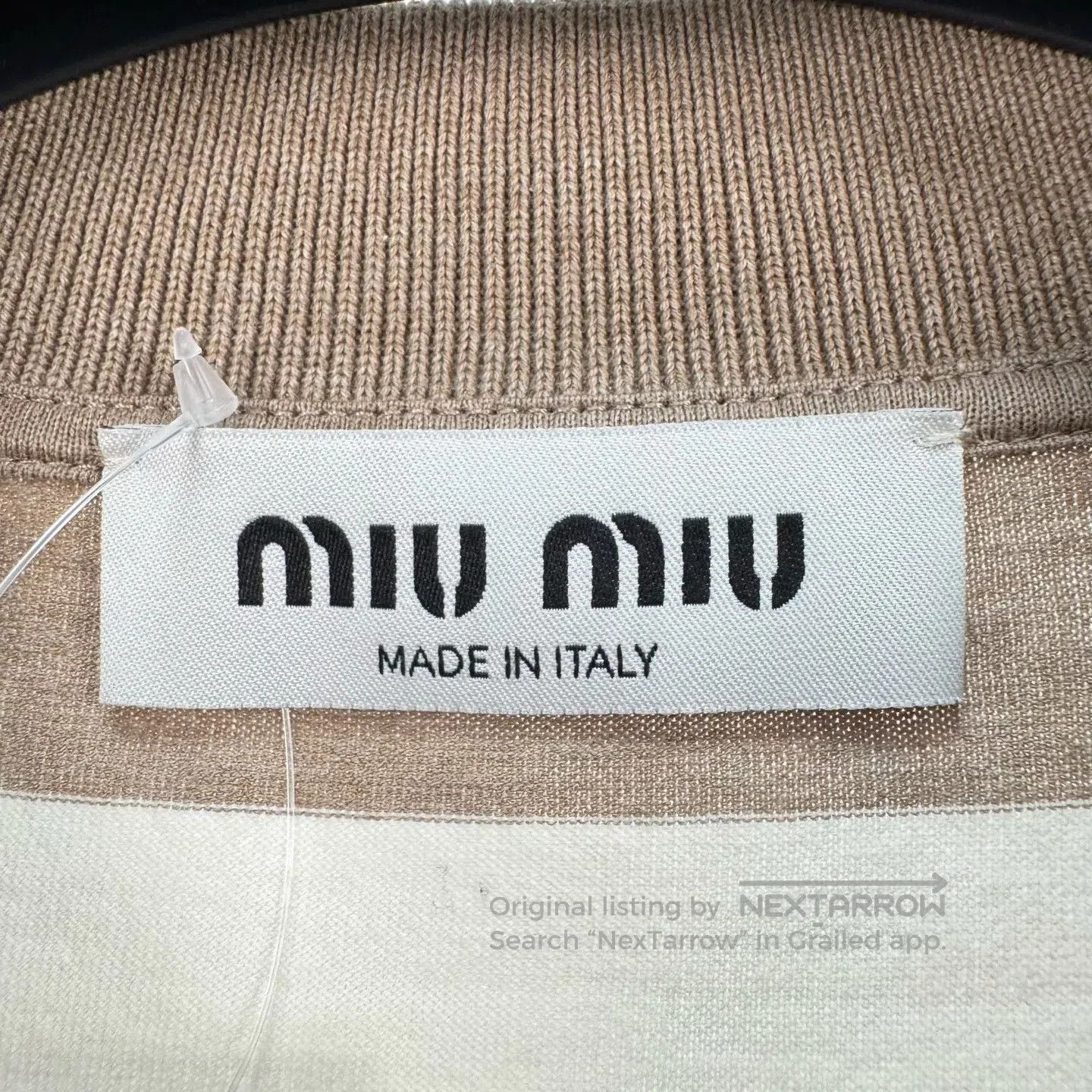Miu Miu Miu Miu 25SS Milk Tea Color Striped Embroidered Letter Lon Size S / US 4 / IT 40 - 5 Thumbnail