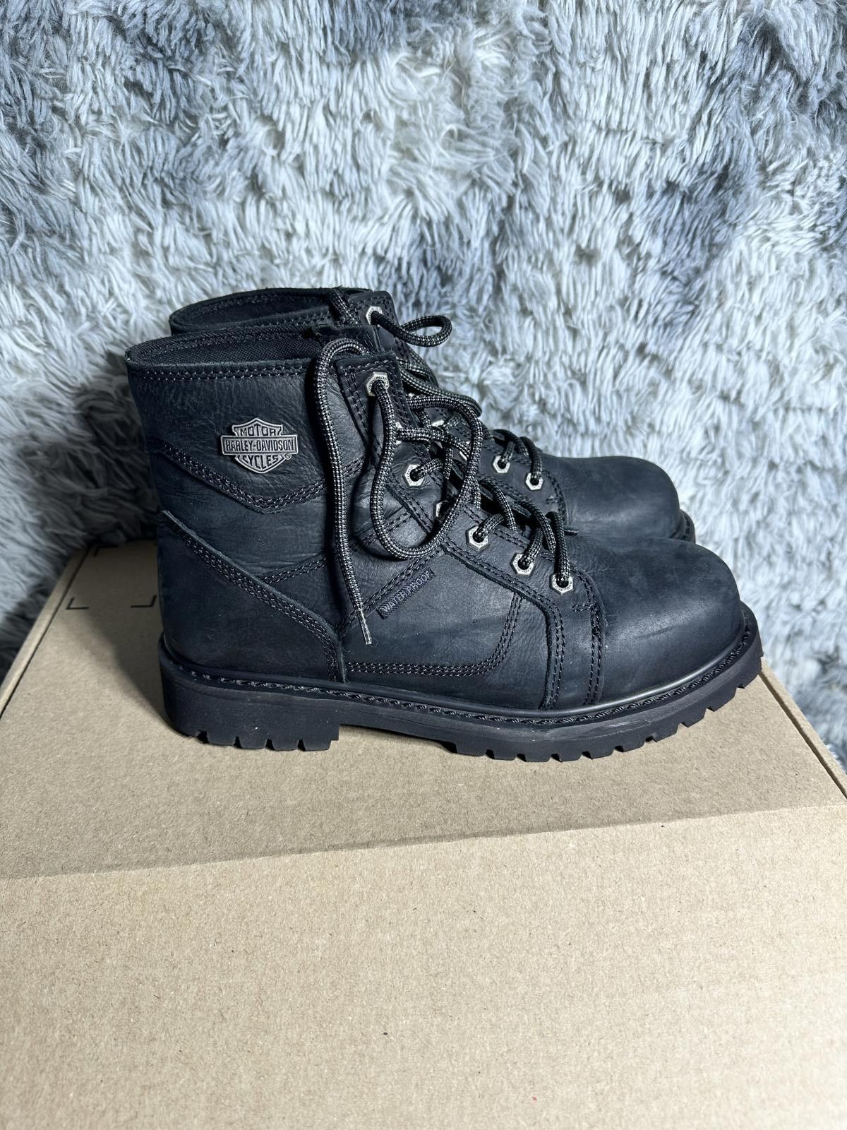 Harley Davidson Harley-Davidson Black Waterproof Leather Boots Size ONE SIZE - 4 Thumbnail