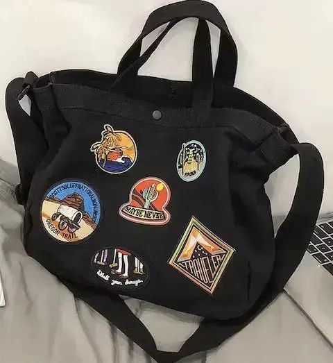 Japanese Brand Fashion y2k patches canvas shoulder messenger bag vintage Size ONE SIZE - 4 Thumbnail