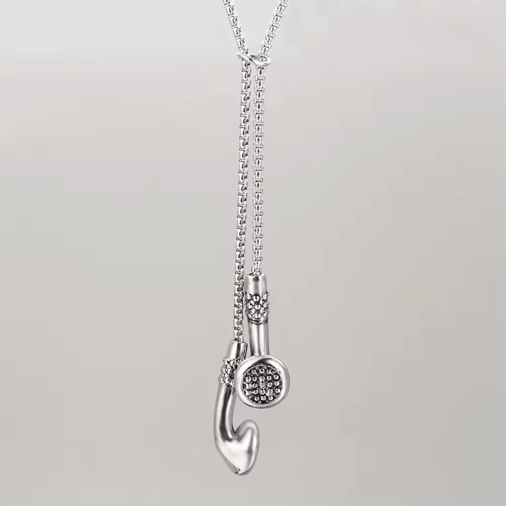 Chain x Jewelry Music Earbuds Pendant Necklace in Silver, Men's