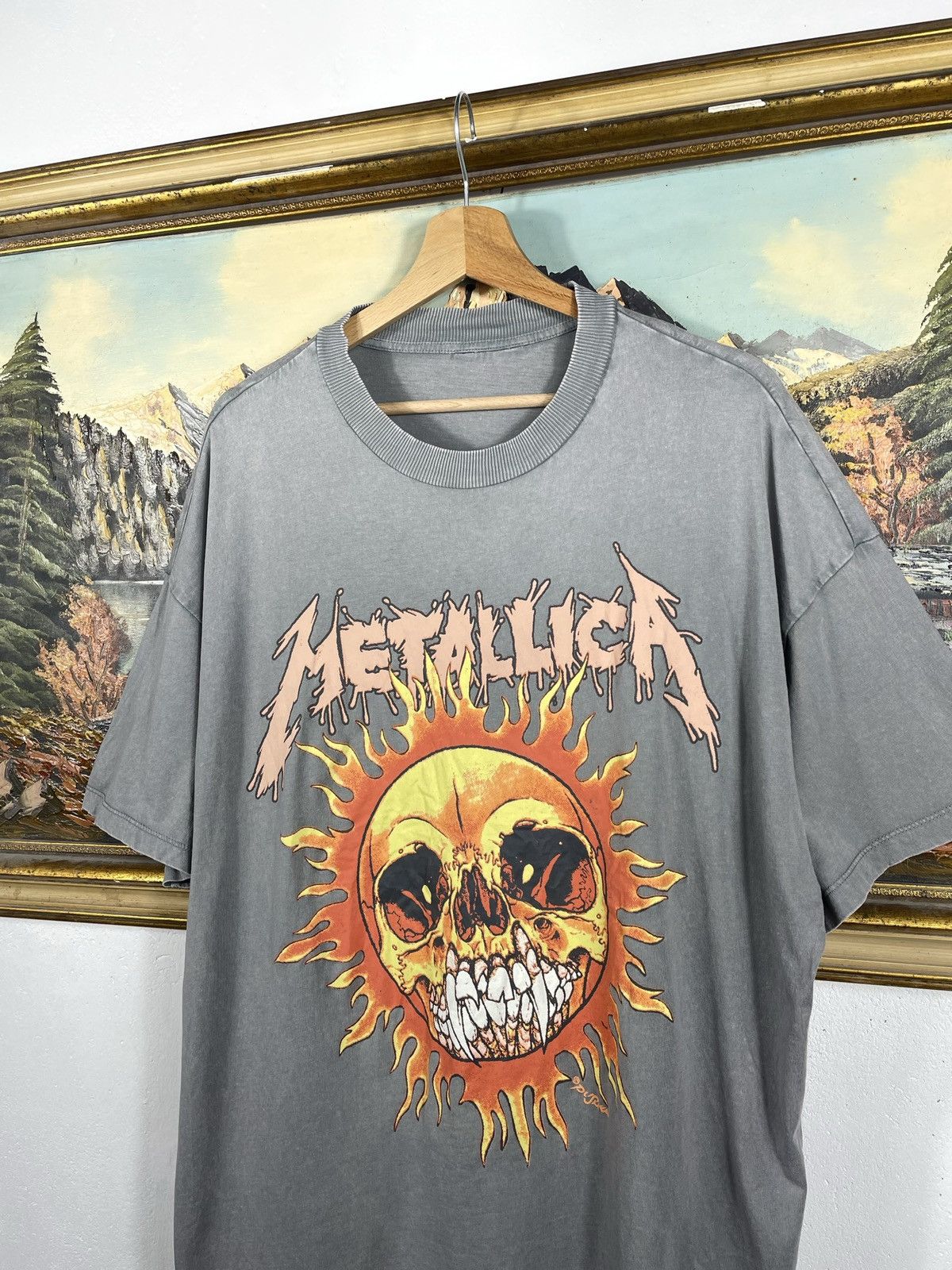 Band Tees × Metallica × Vintage Metallica Retro 00s Tshirt Band Merch Tees Fire Baggy Loose Size US XL / EU 56 / 4 - 4 Thumbnail