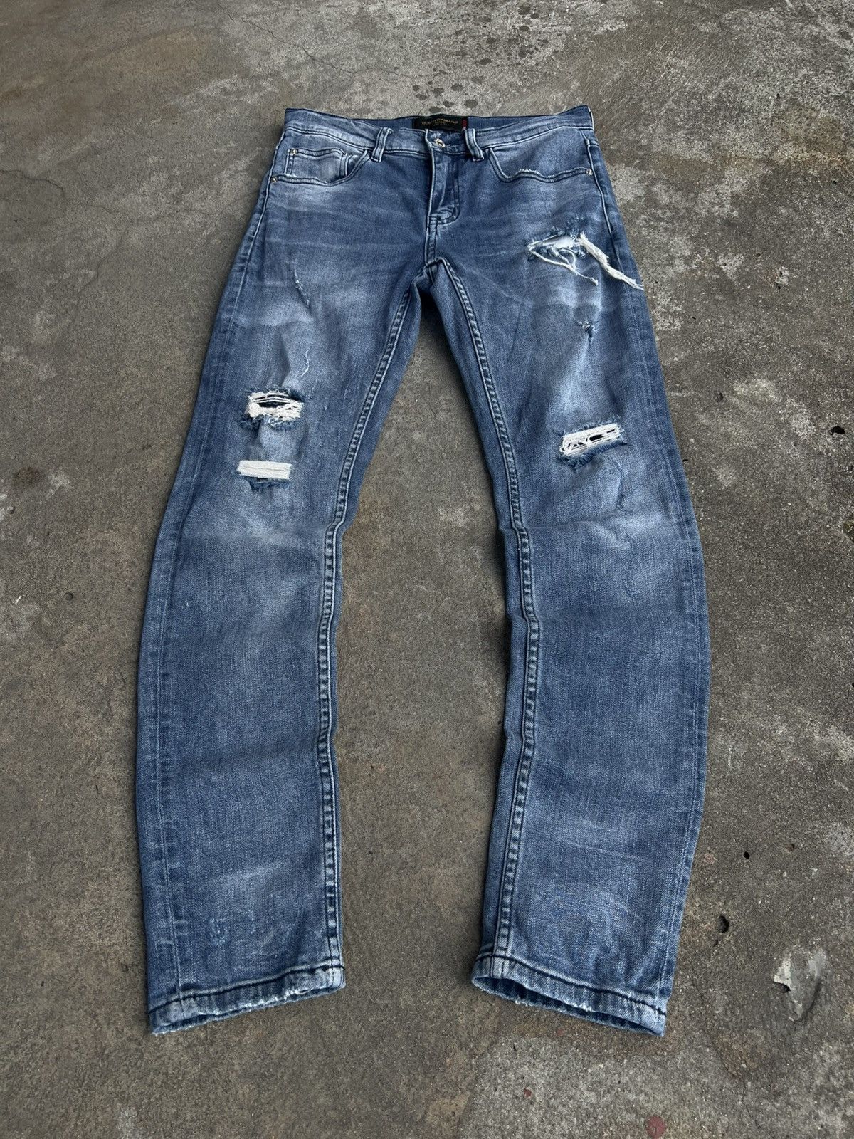 Dolce & Gabbana Crazy Vintage Dolce&Gabbana Big Metal Logo Distressed Jeans Size US 31 - 6 Thumbnail
