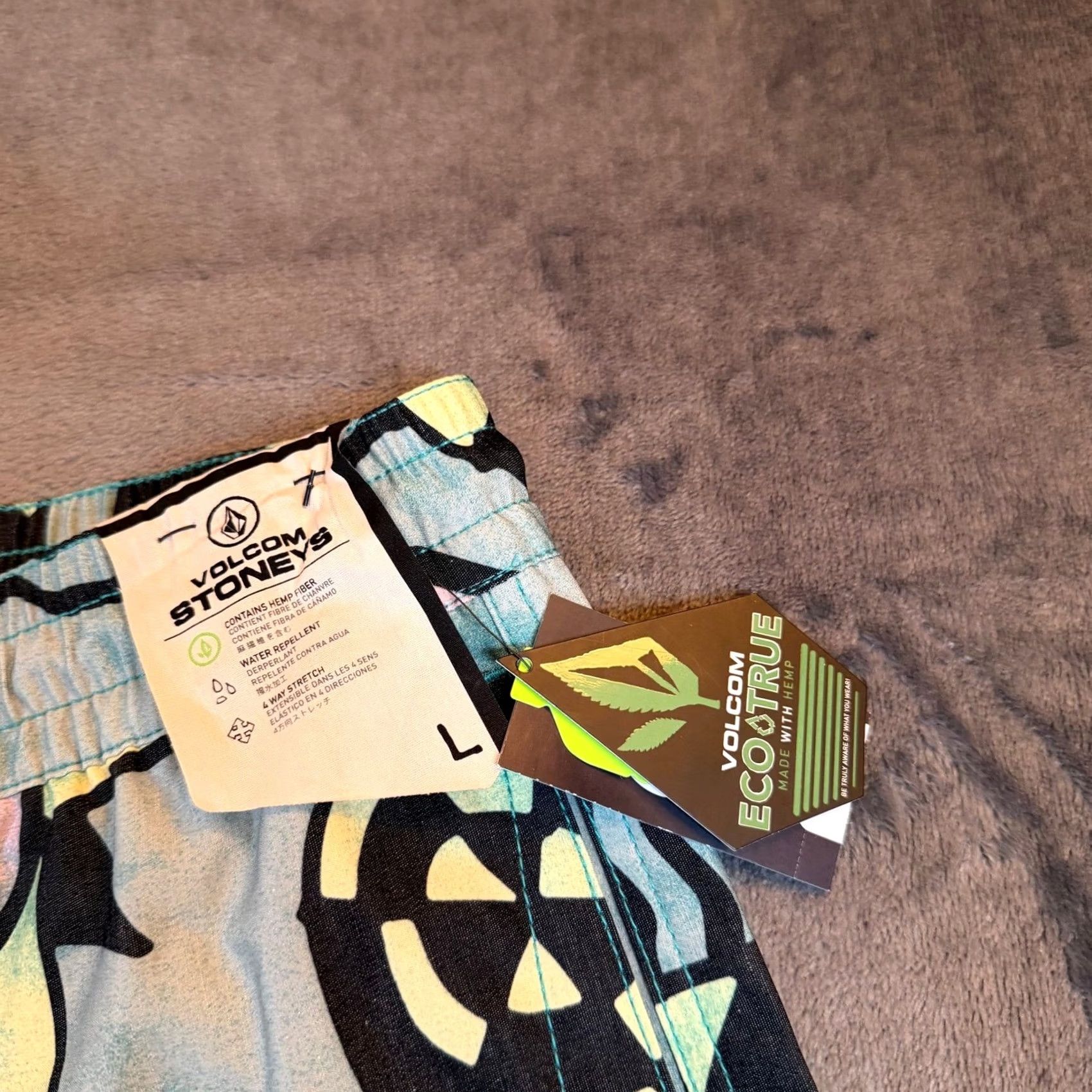 Volcom Volcom Stoney Board Shorts Mens Large Teal Geometric Hemp Blend Stretch NWT Size US 33 - 2 Thumbnail