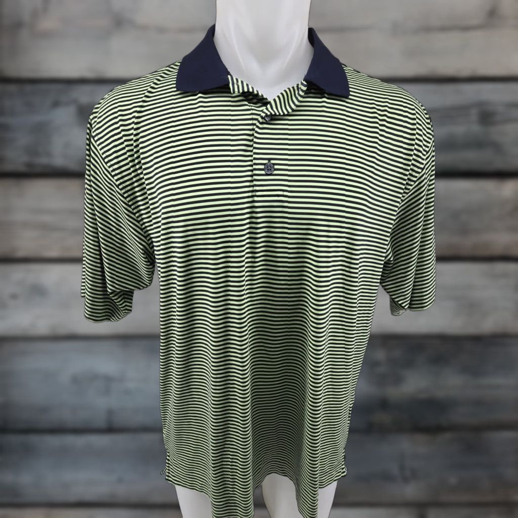 Footjoy FootJoy Polo Mens L Green Black Striped Golf Collared Short Sleeve Button Shirt Size US L / EU 52-54 / 3 - 1 Thumbnail