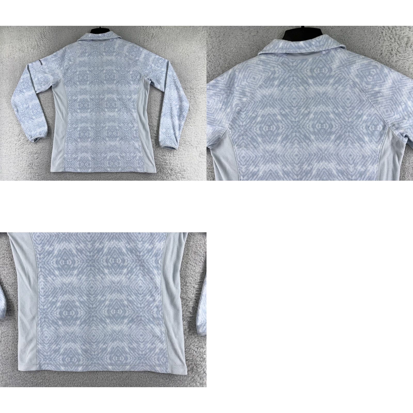 Vintage Columbia Pullover Sweater Women XL Blue Diamond Pattern Fleece Zip Mock Neck All Seasons Outdoor Jacket Modern Fit Size XL / US 12-14 / IT 48-50 - 9 Thumbnail