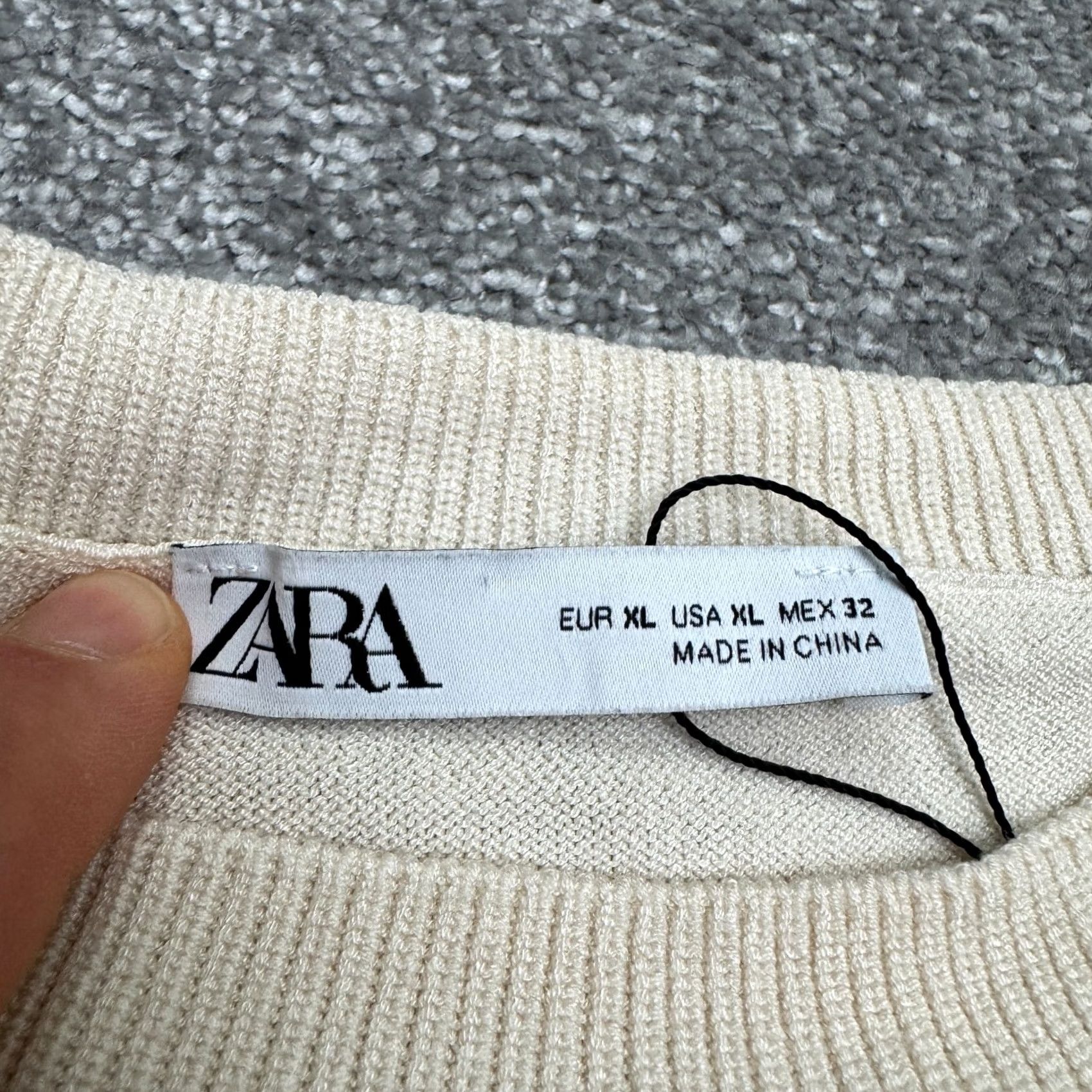 Zara Zara Midi Shift Dress Womens XL Beige Black Crew Knit Short Sleeve Striped Size 40" / US 18 - 5 Thumbnail