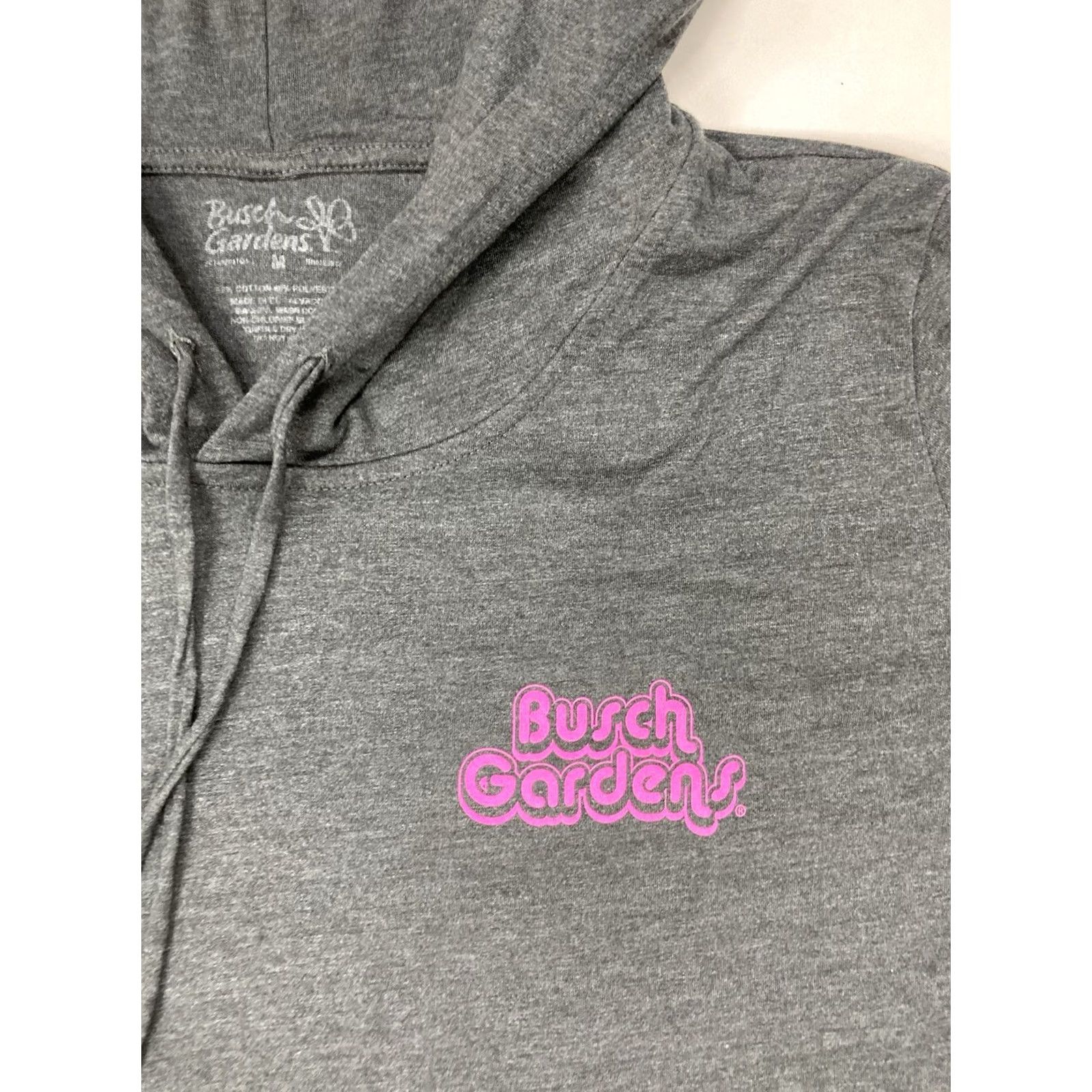 Vintage Busch Gardens Hooded Pullover Graphic Graphic Print Logo Lightweight Crop Hoodie Women Medium Gray Pullover Hoodie? Size M / US 6-8 / IT 42-44 - 4 Thumbnail