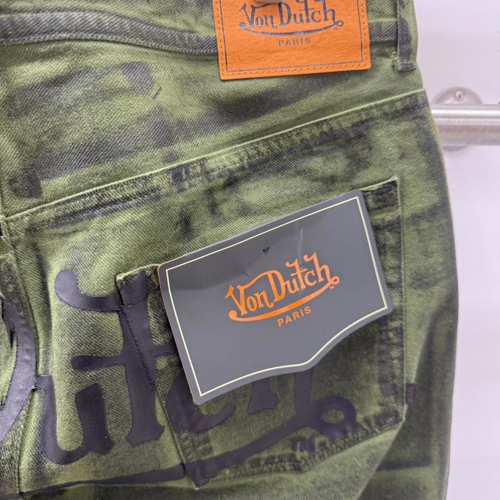 Von Dutch Paris Green Denim Jeans W36 L34 Logo on Back