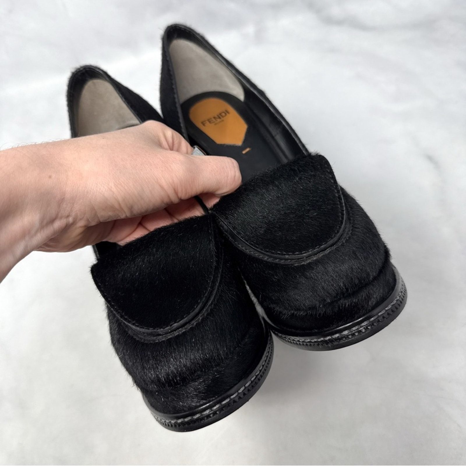 Fendi FENDI Ice Heel Calf Hair Leather Platform Wedge Pump Gothic Size US 6 / IT 36 - 7 Thumbnail