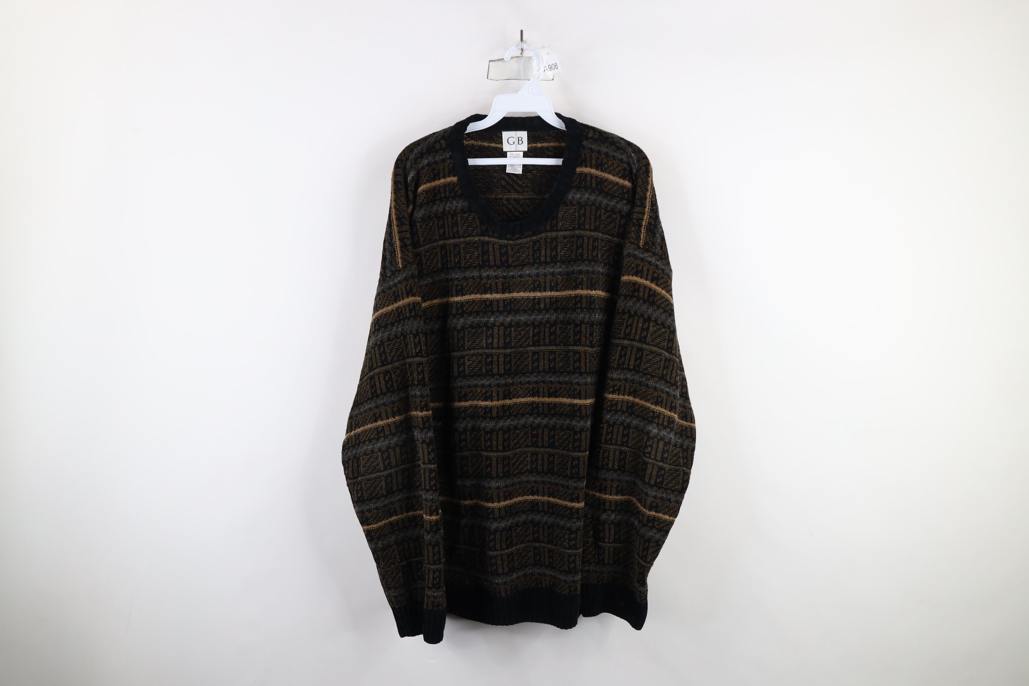 Vintage Vintage 90s Streetwear Thin Fair Isle Striped Fleece Sweater Size US XXL / EU 58 / 5 - 1 Thumbnail