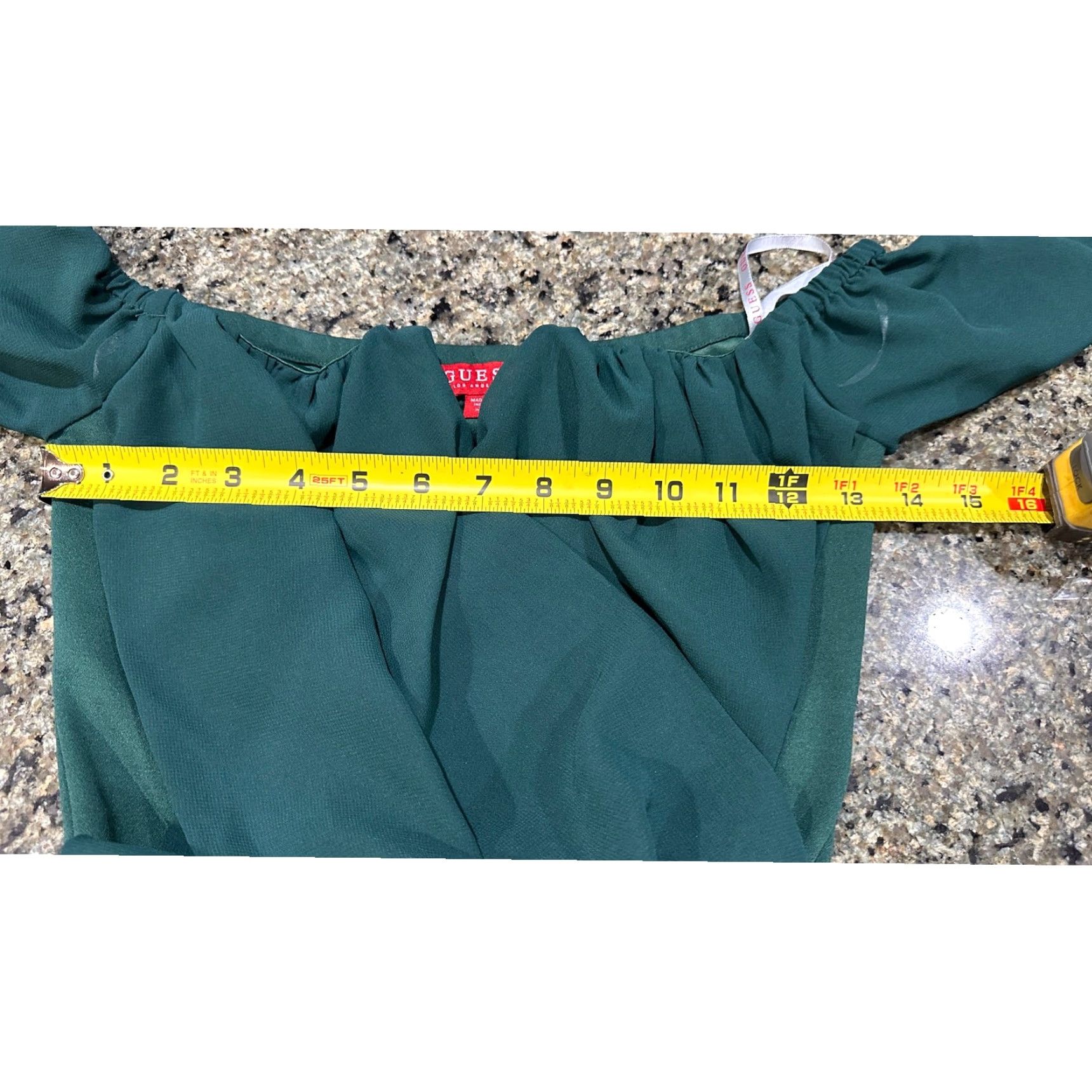 Guess GUESS Blouse XS Green Sheer Long Sleeve Off Shoulder Bodysuit Top Party/Cocktail Womens, 90s Minimalist Sexy Fairy Grunge Coquette Size XS / US 0-2 / IT 36-38 - 6 Thumbnail