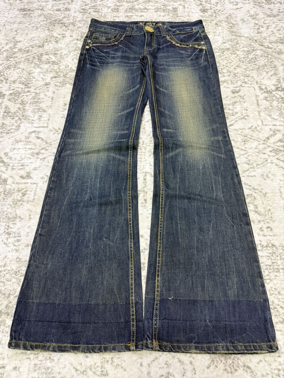 Japanese Brand Y2k Red Pepper Japan Embroidery Wings Wide Leg Flare Jeans Size US 30 / EU 46 - 2 Thumbnail