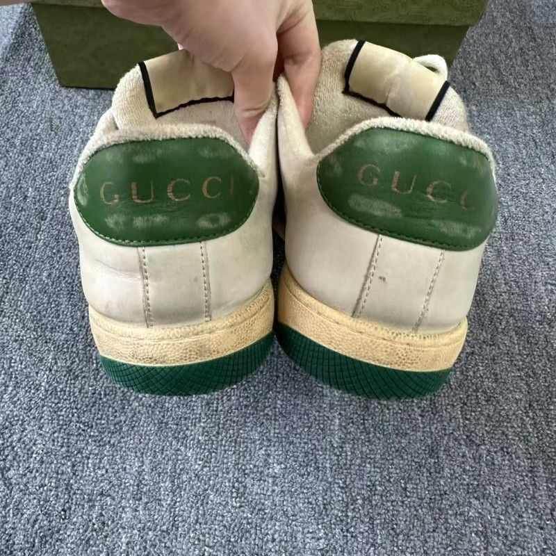 Gucci Gucci Screener Green Leather Sneakers for Men - Size US 9.5 / EU 42-43 - 3 Thumbnail