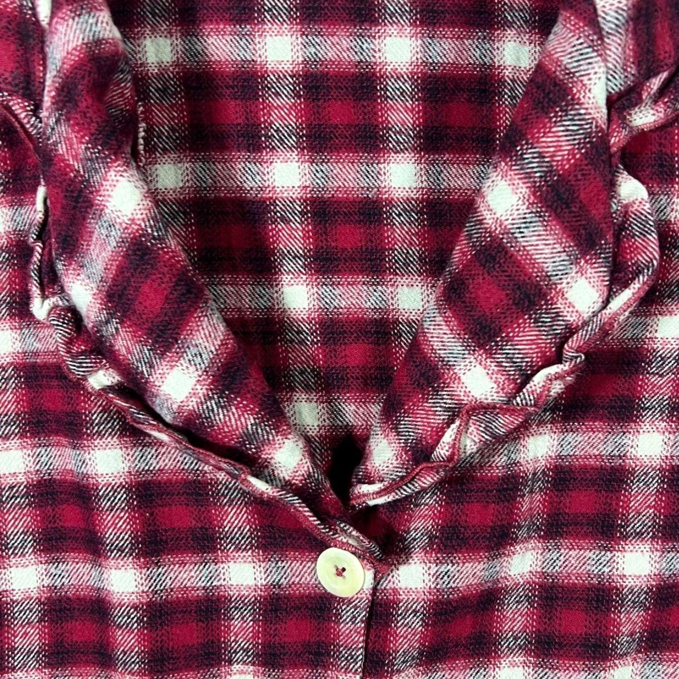 Vintage Sundance Shirt Womens M Frilled Trim Long Sleeve Flannel Cotton Tartan Check Red/Black/White 100% Cotton Portugal Size M / US 6-8 / IT 42-44 - 3 Thumbnail