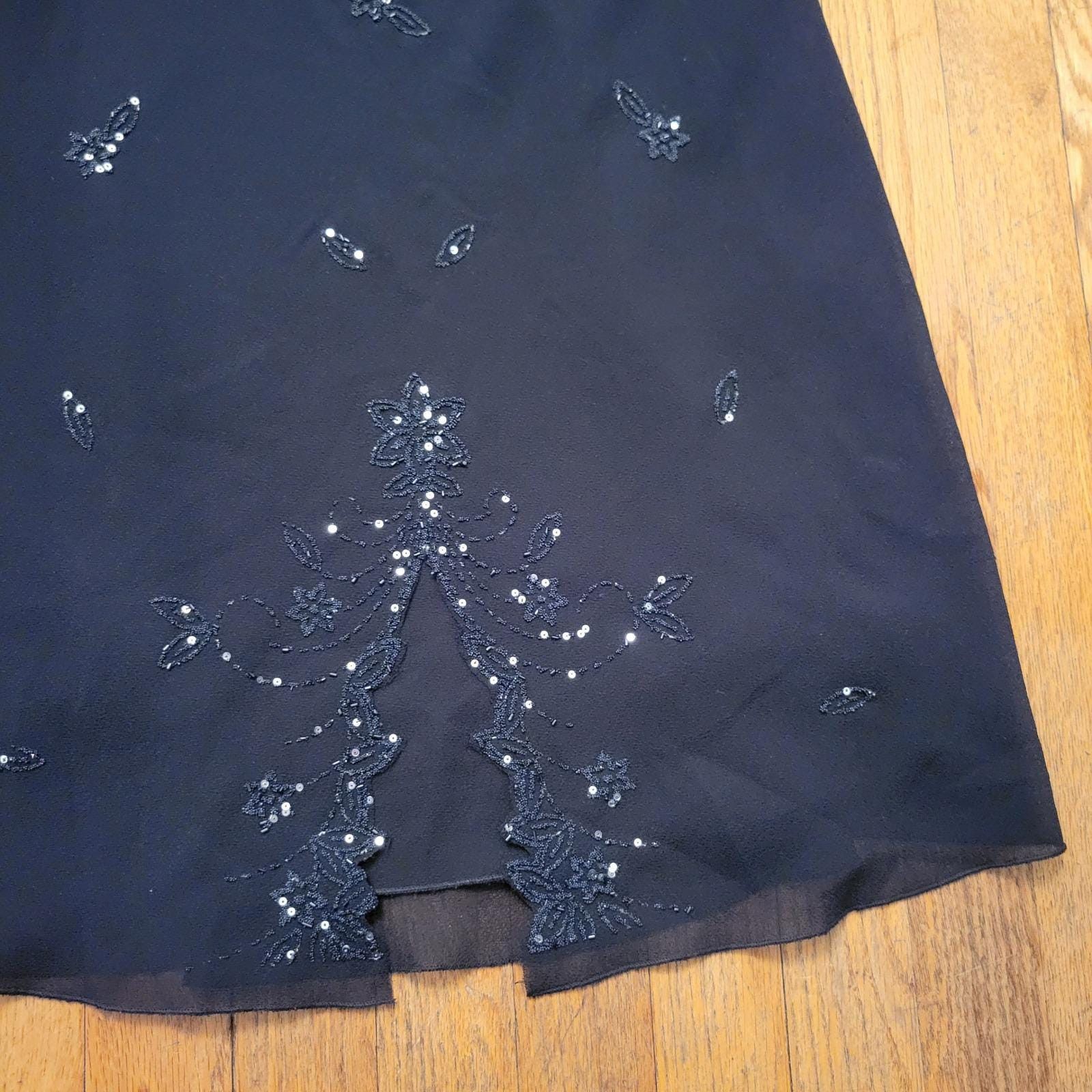 Other Vtg USA M Dress Black Sequin Bias Cut 90s Whimsigoth Faire Size M / US 6-8 / IT 42-44 - 3 Thumbnail