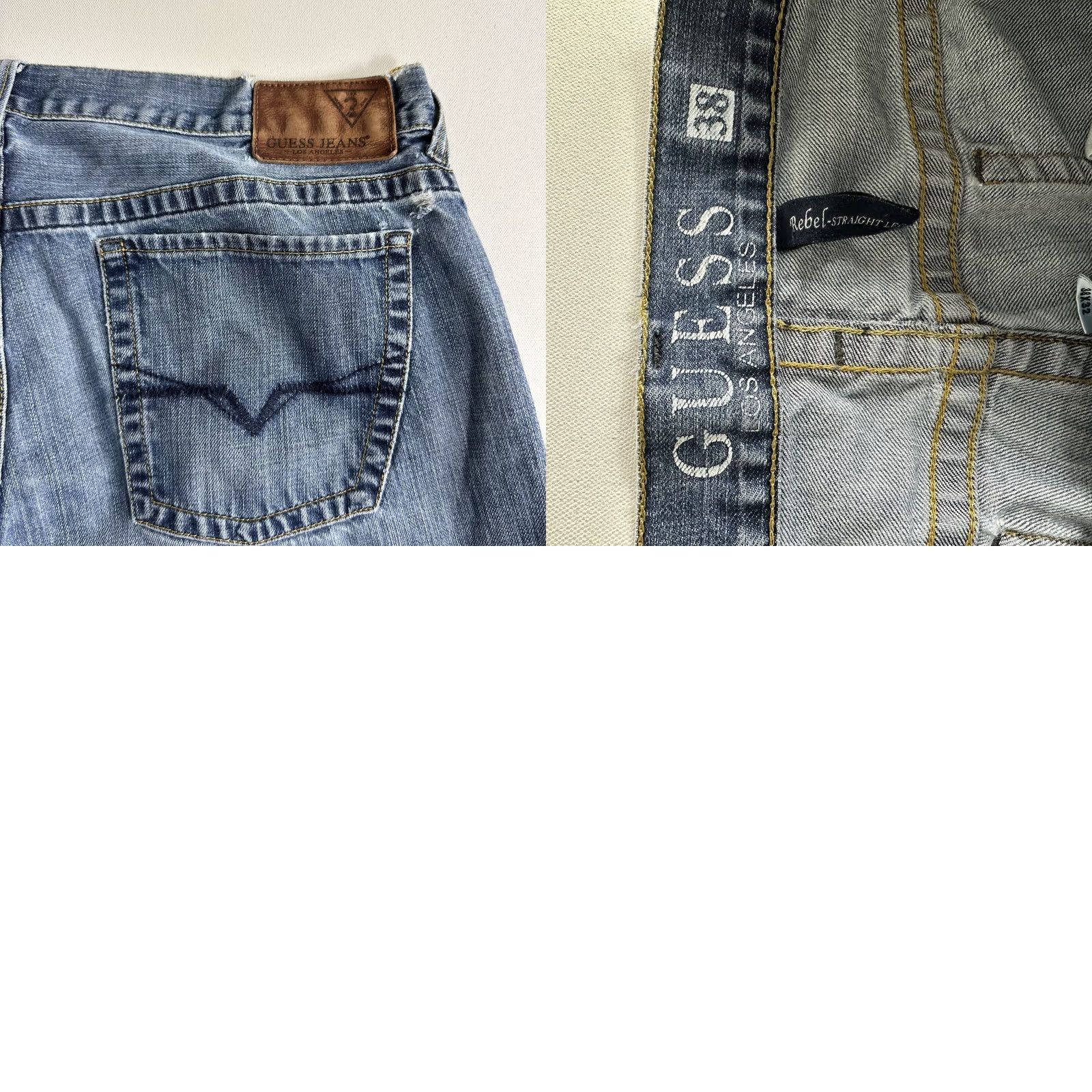 Guess GUESS Los Angeles Jeans 38x32 Rebel Straight Leg Medium Wash Distressed Men Regular Jeans Size US 38 / EU 54 - 8 Thumbnail
