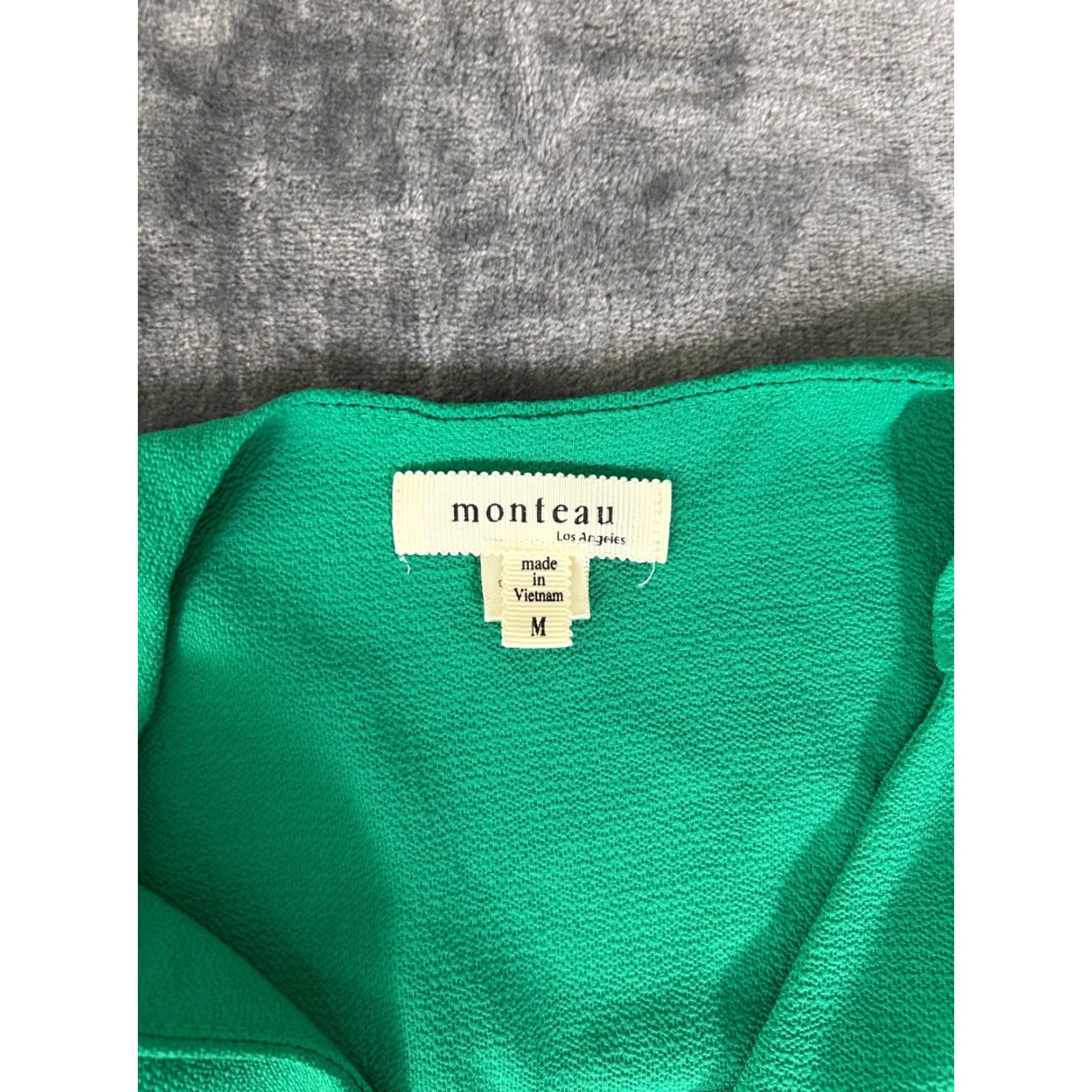 Vintage Monteau Los Angeles Green Tiered Short Sleeve Button Dress Women’s Medium Size 32" / US 10 / IT 46 - 3 Thumbnail