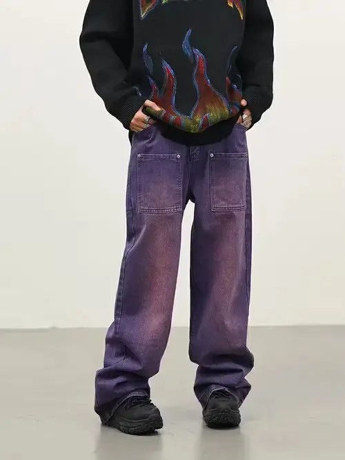 Designer × Japanese Brand × Jean hiphop baggy faded distressed jeans Size US 32 / EU 48 - 1 Thumbnail