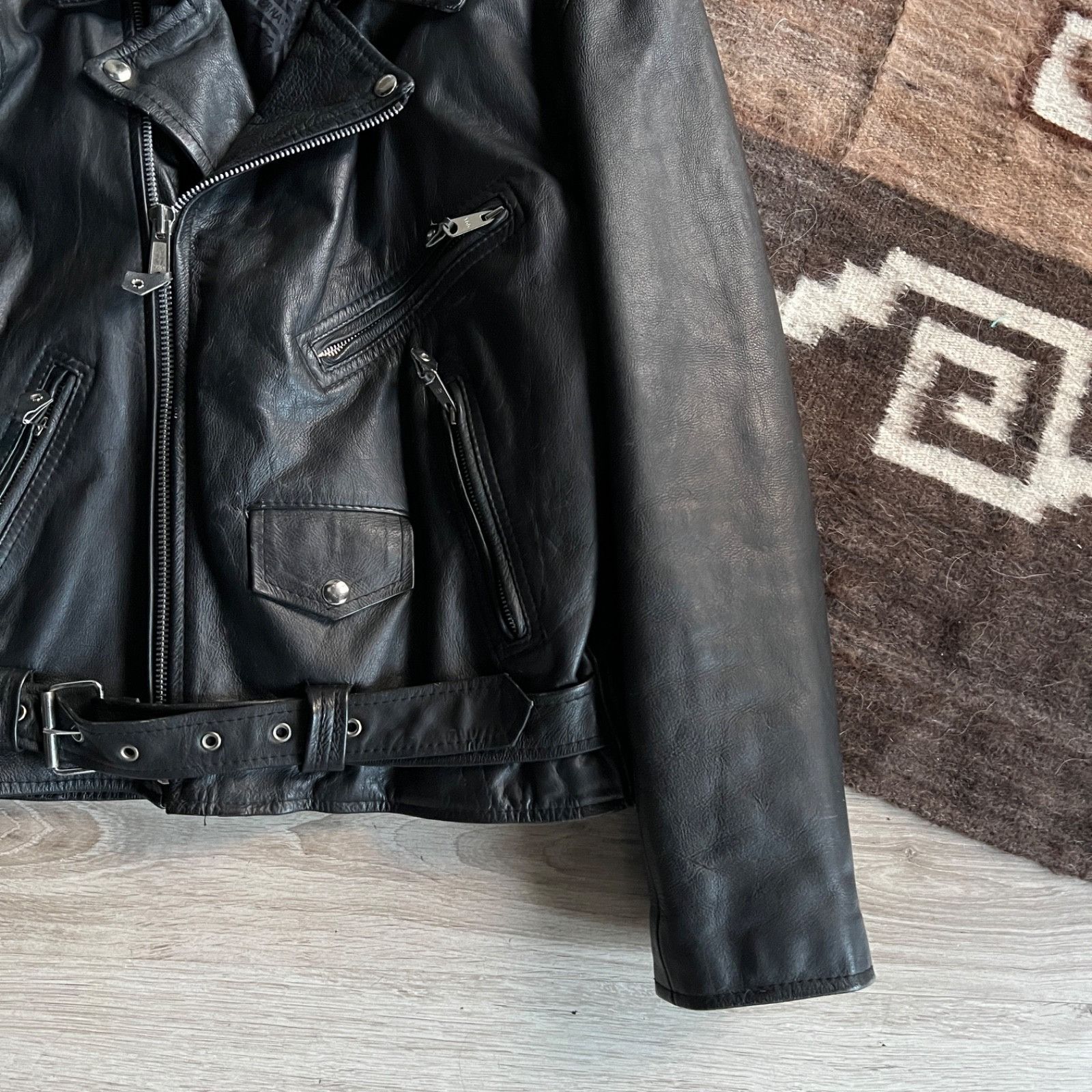 Leather Akaso Vintage Leather Motorcycle Biker Jacket 9722AC Size US M / EU 48-50 / 2 - 6 Thumbnail