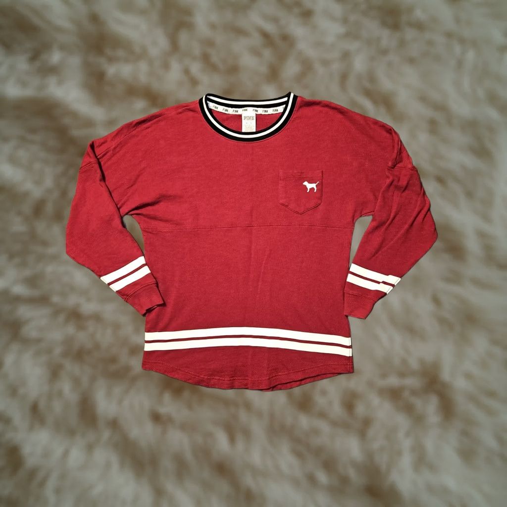 Victoria's Secret Victoria's Secret PINK Sweatshirt Womens XS Long Sleeve Red Logo Pullover Jacket Shirt Size XS / US 0-2 / IT 36-38 - 1 Thumbnail