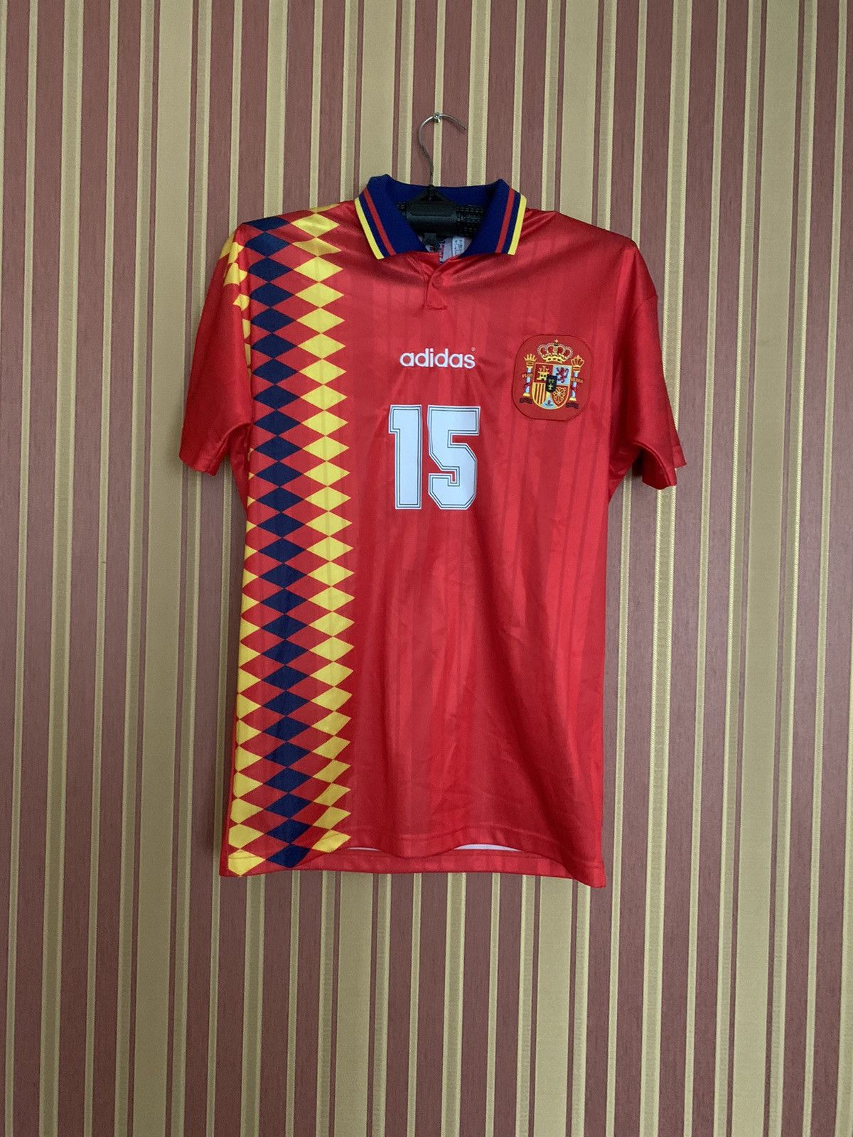 Vintage Adidas Spain Jersey 1994 Style Soccer Home Euro Caminero #15 Size US S / EU 44-46 / 1 - 1 Thumbnail