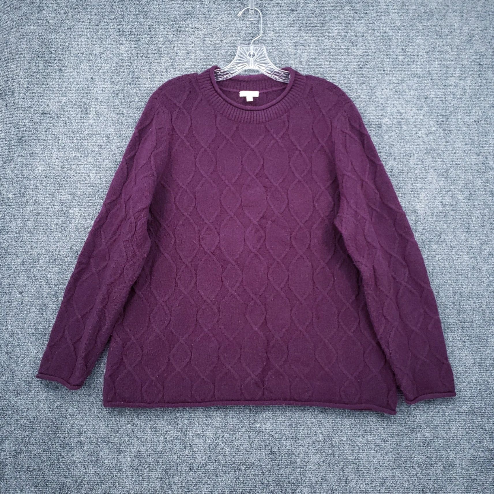 Talbots Talbots Sweater Womens XLP Purple Cable-Knit Wool Blend Crew Neck Pullover All Seasons Ladies Petite 70s? Size XL / US 12-14 / IT 48-50 - 2 Thumbnail