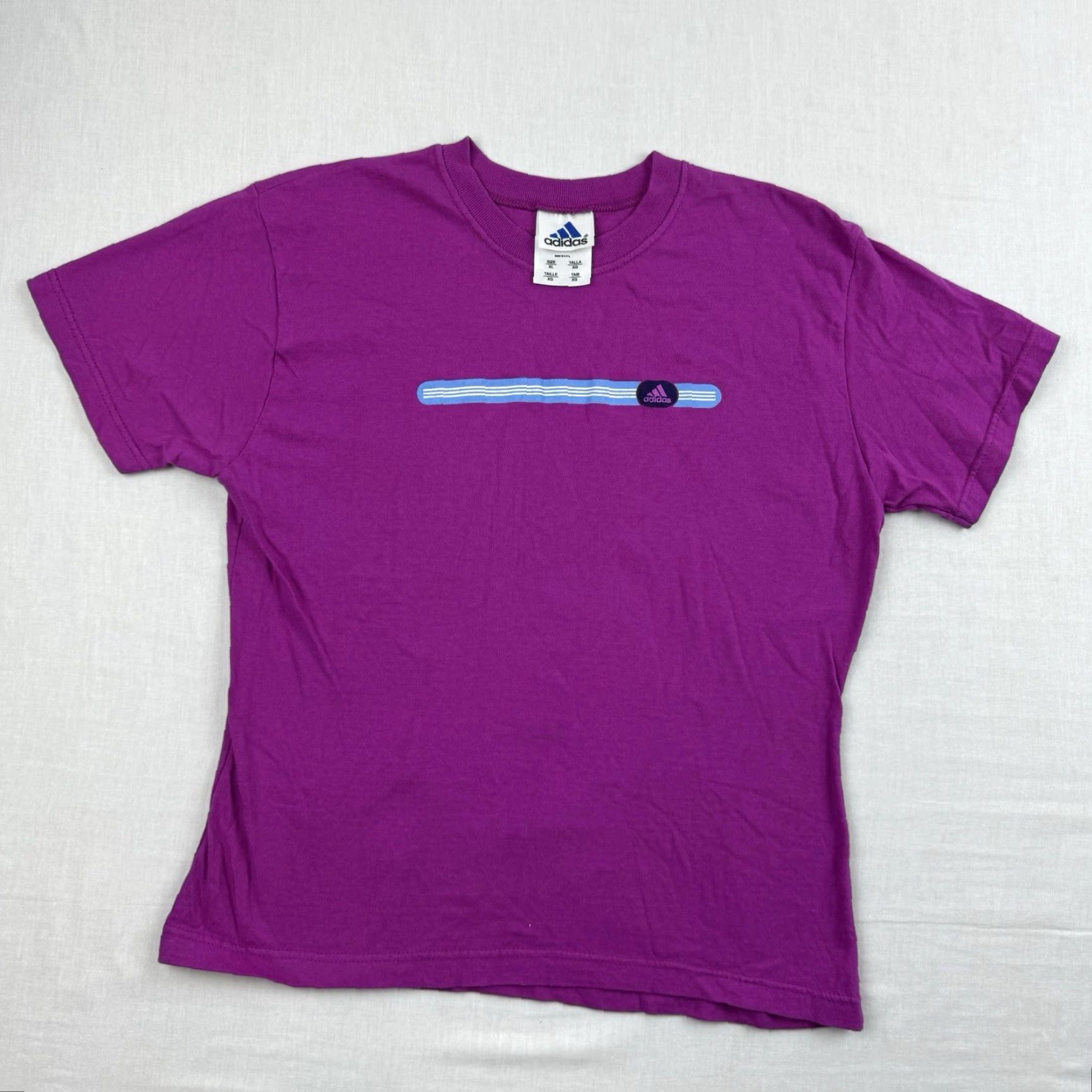 Adidas VINTAGE Adidas T-Shirt Womens XL Purple Slim Fit Crew Neck Y2K Punk Sports Size XL / US 12-14 / IT 48-50 - 2 Thumbnail