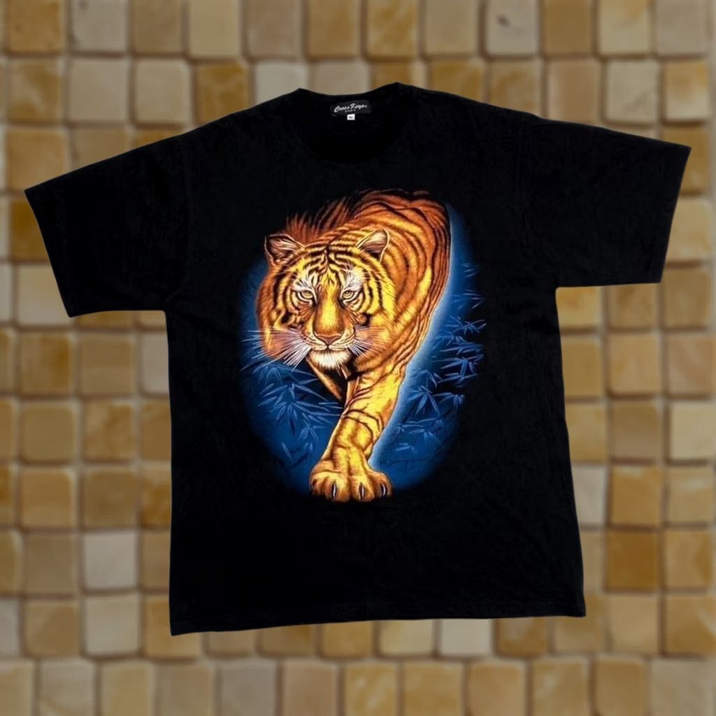 Vintage VINTAGE Cross Keys Tiger Animal Nature Wildlife Graphic T-Shirt Black XL Men Short Sleeve Round Neck Graphic Print Front Back 90s Mens Size US XL / EU 56 / 4 - 1 Thumbnail